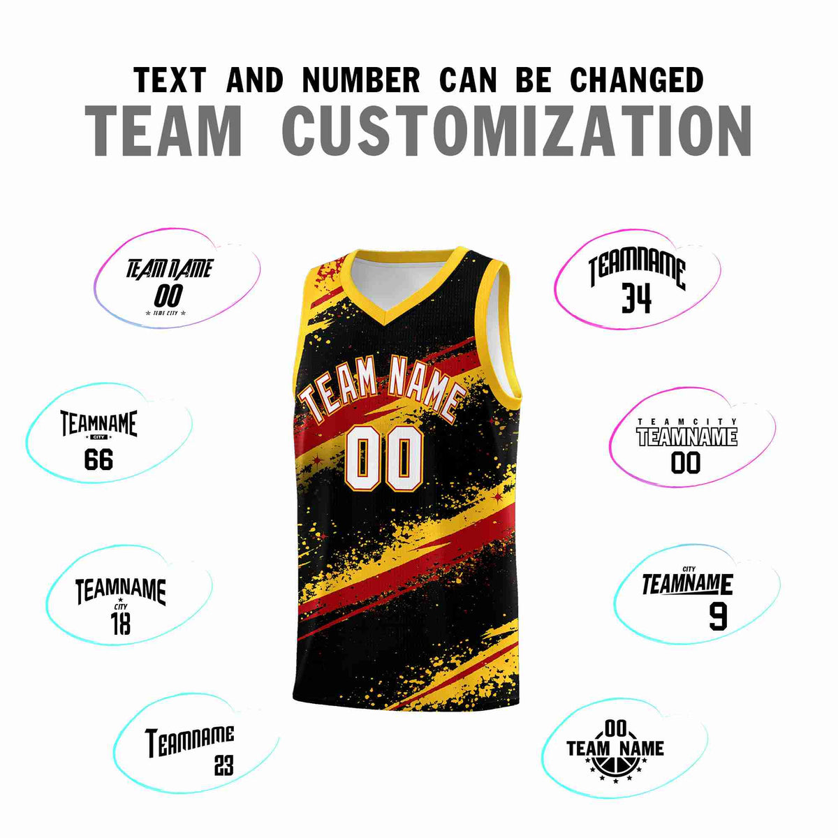 Custom Black Yellow Red Basketball Jersey Stellar Strike Series Dynamic Wrinkle-Resistant