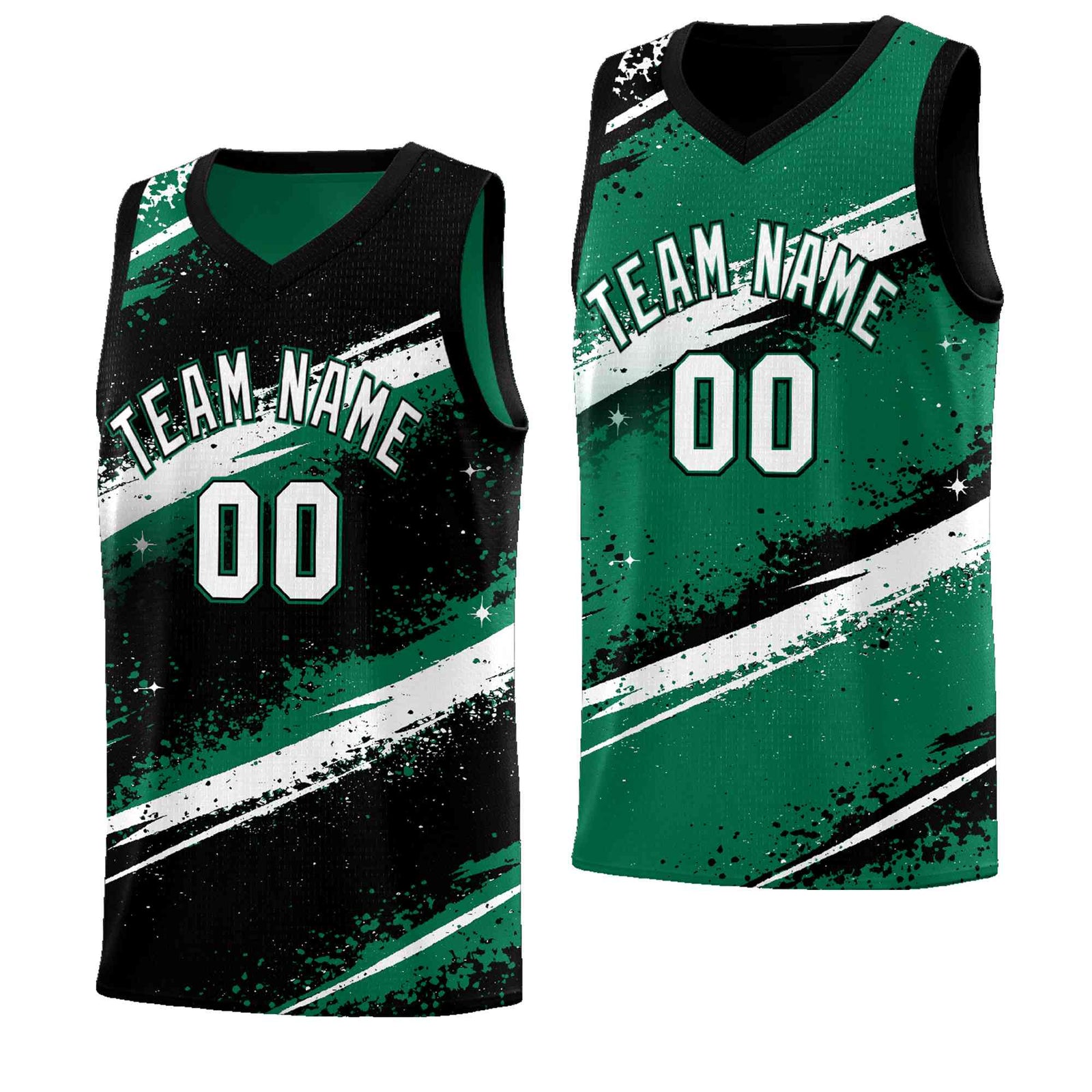 Custom Black Kelly Green White Basketball Jersey Stellar Strike Series Splash Lightweight
