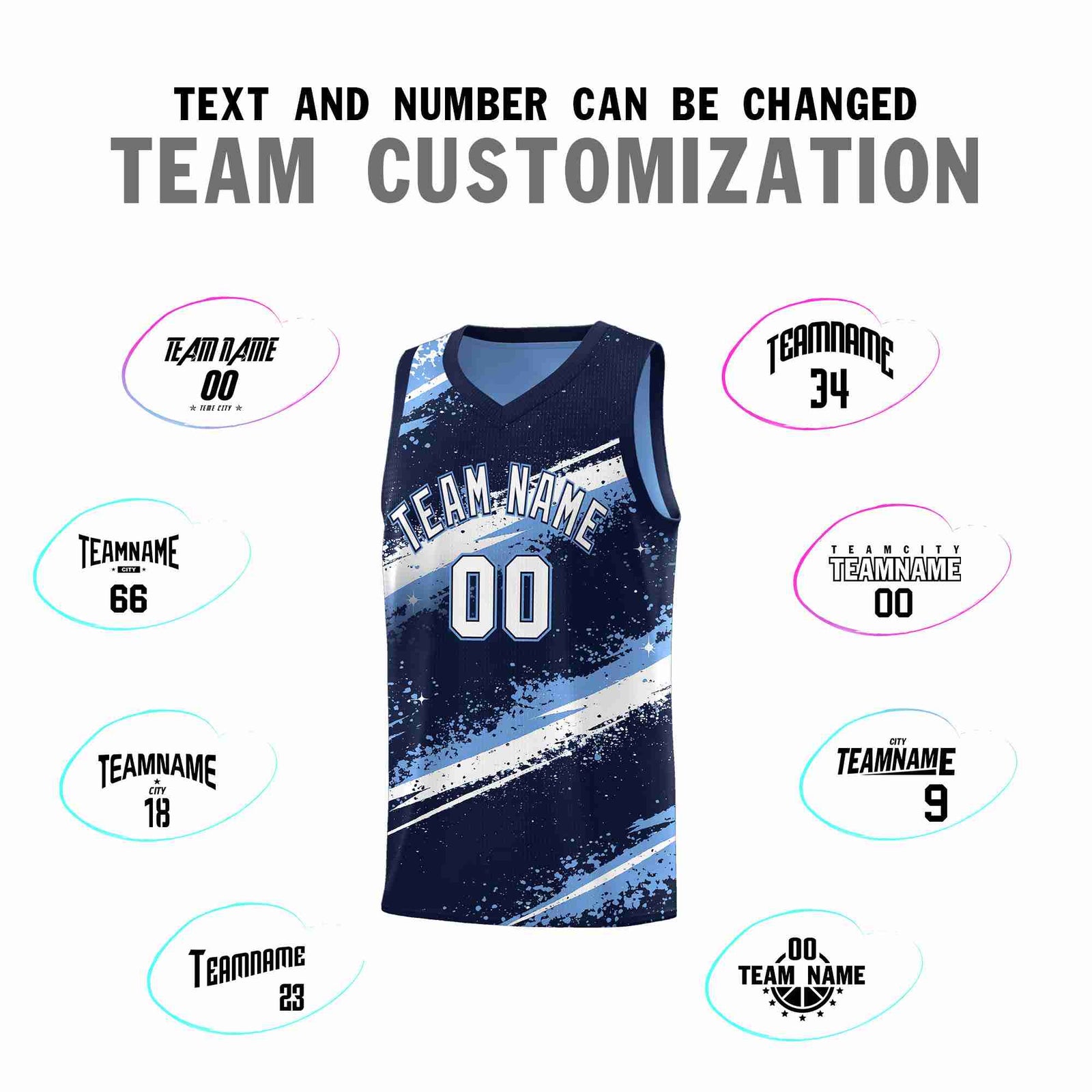 Custom Navy Light Blue White Basketball Jersey Stellar Strike Series Dynamic Drapable