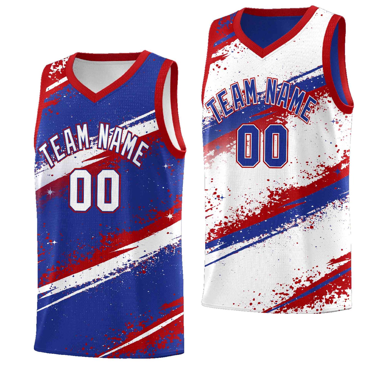 Custom Royal Blue Red White Basketball Jersey Stellar Strike Series Impact Quick-Drying