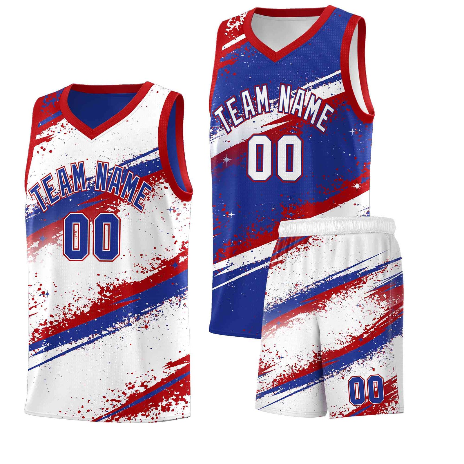 Custom Royal Blue Red White Basketball Jersey Stellar Strike Series Impact Quick-Drying