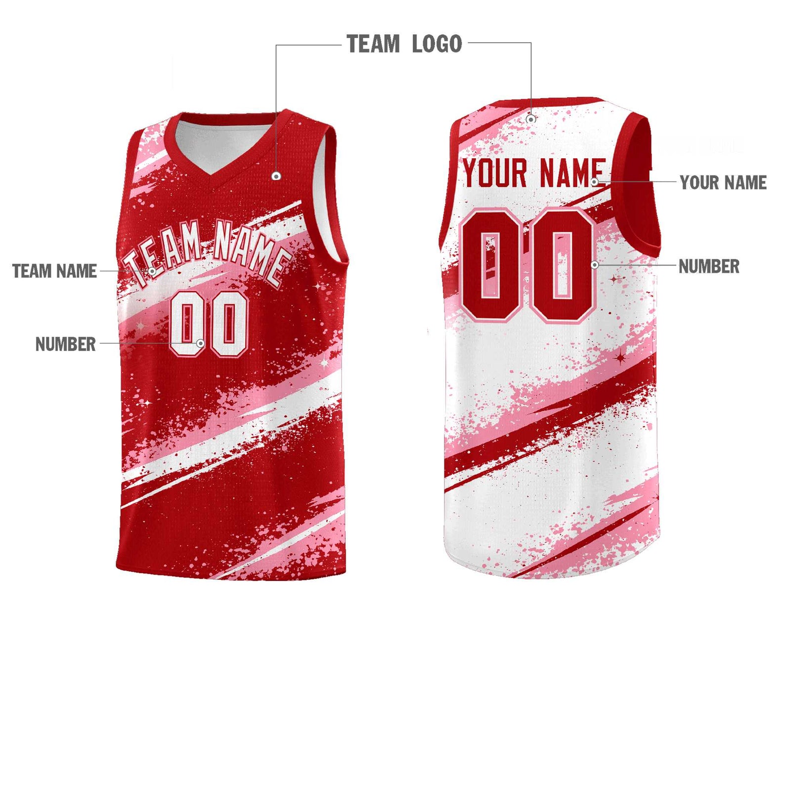 Custom Red Light Pink White Basketball Jersey Stellar Strike Series Impact Lightweight