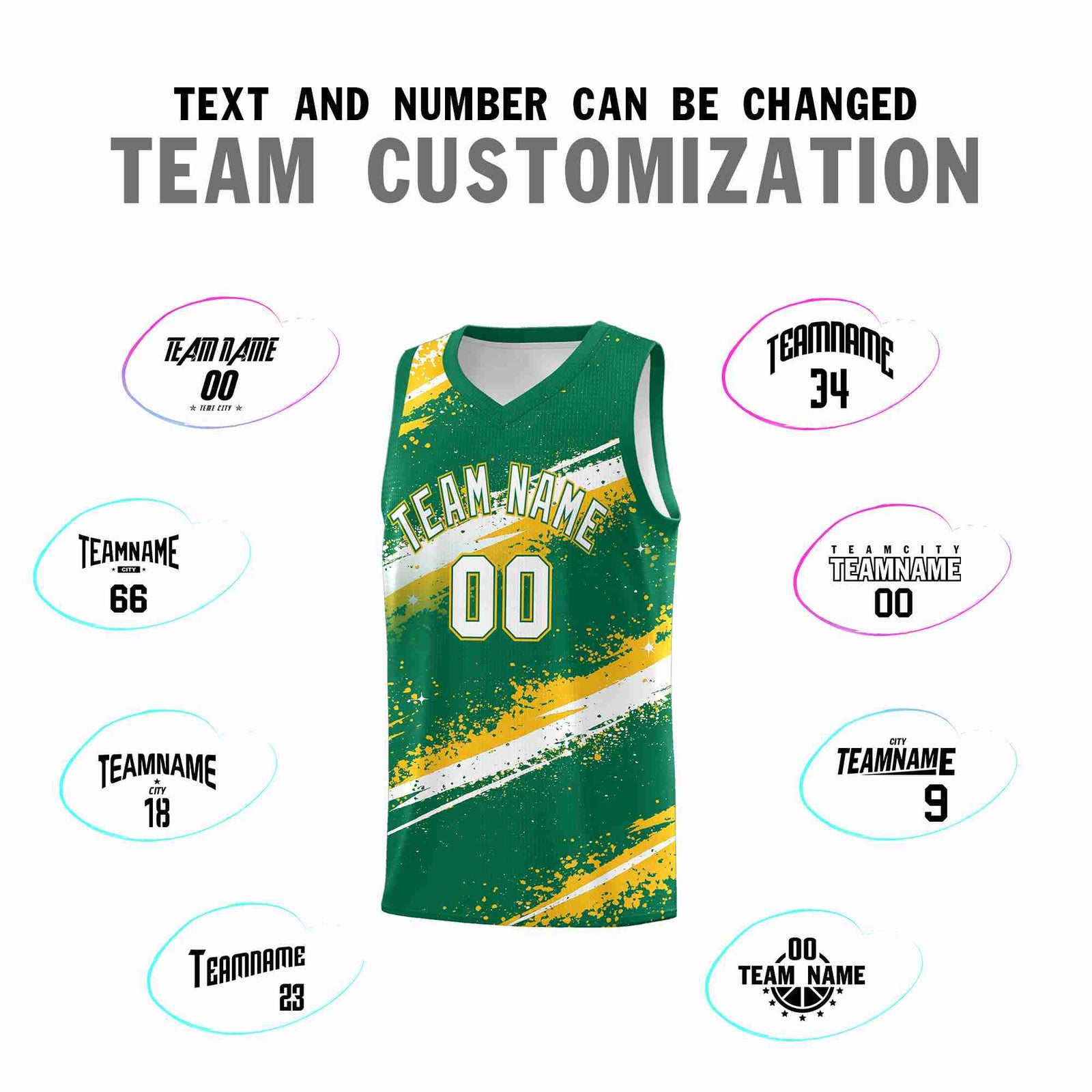 Custom Kelly Green Yellow White Basketball Jersey Stellar Strike Series Reversible Sublimation Printing