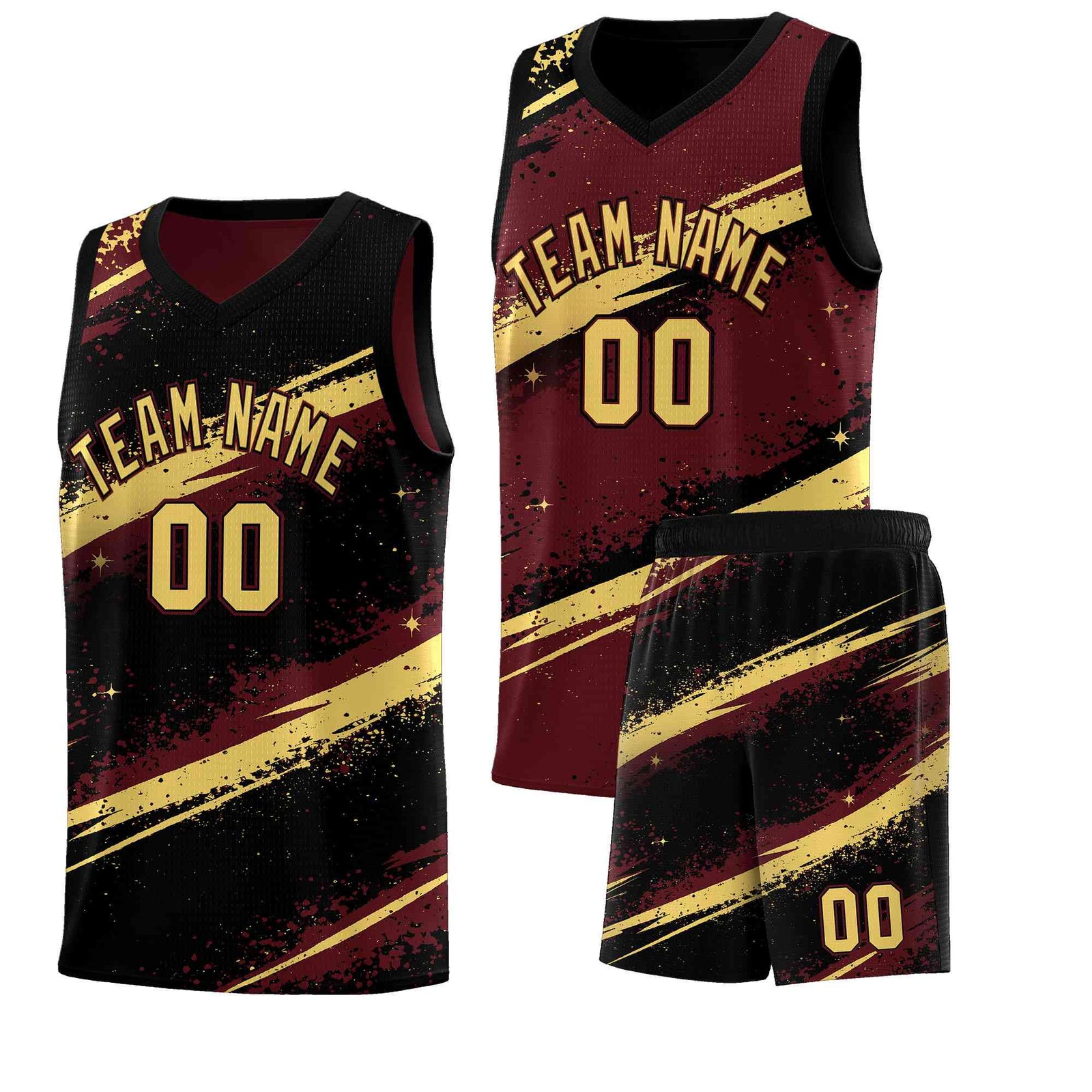Custom Burgundy Black Khaki Basketball Jersey Stellar Strike Series Velocity Quick-Drying
