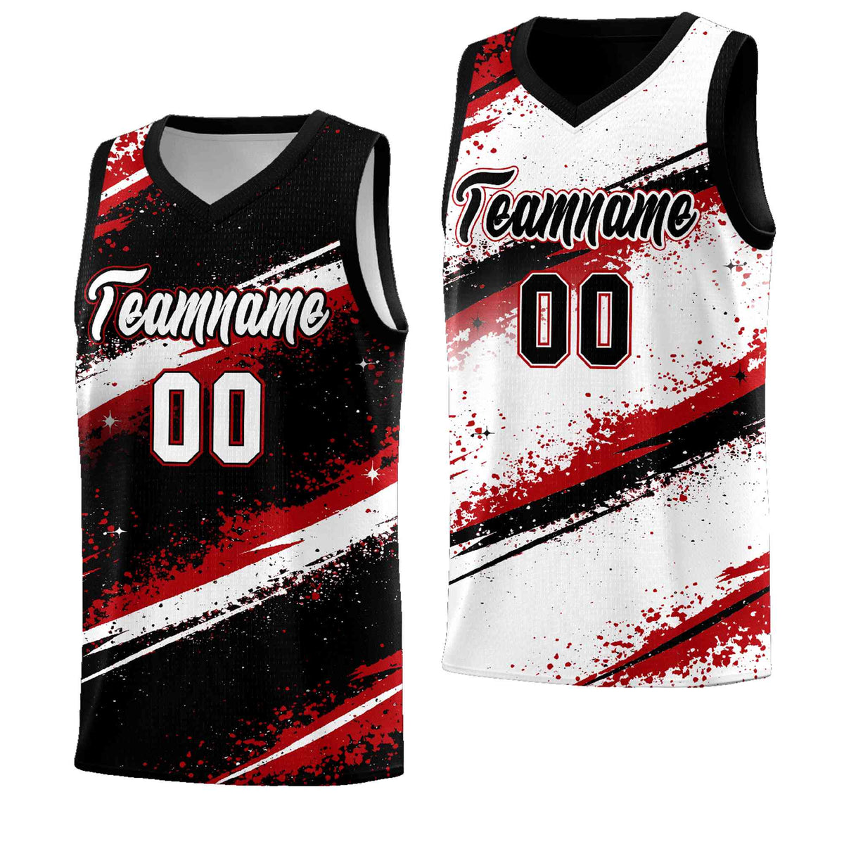Custom Black Red White Basketball Jersey Stellar Strike Series Stellar Breathable