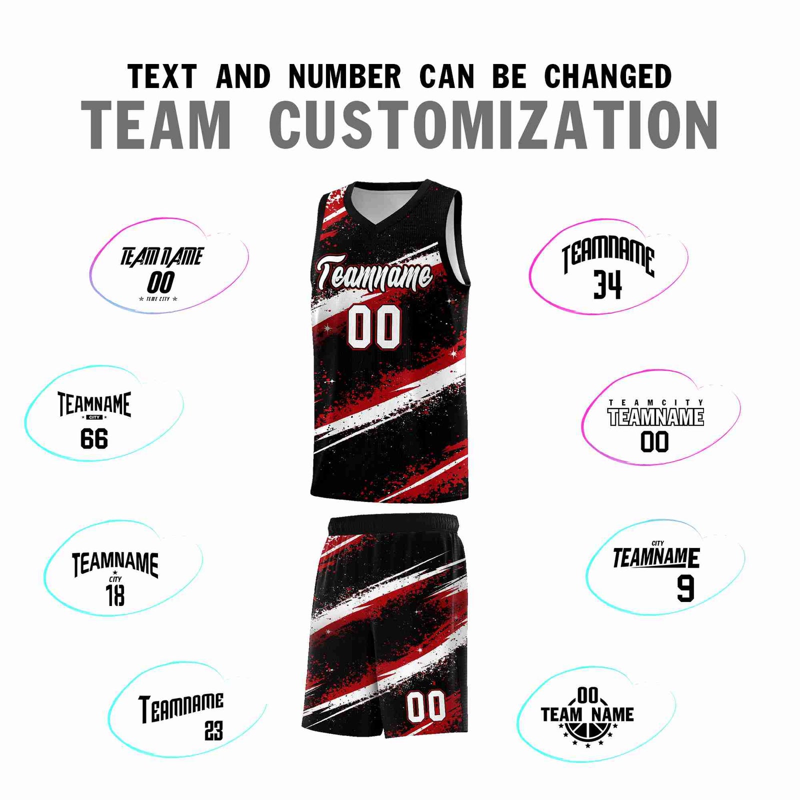 Custom Black Red White Basketball Jersey Stellar Strike Series Stellar Breathable