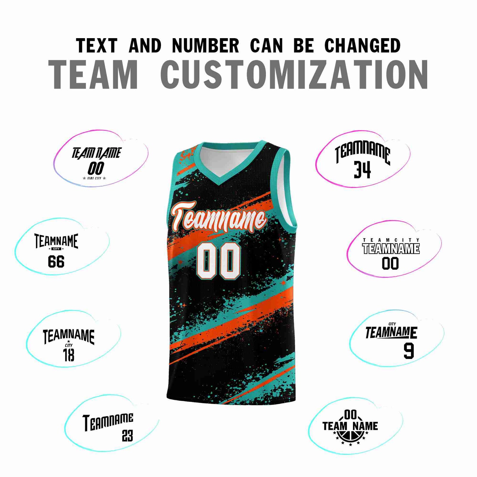 Custom Black Aqua Orange Basketball Jersey Stellar Strike Series Velocity Drapable
