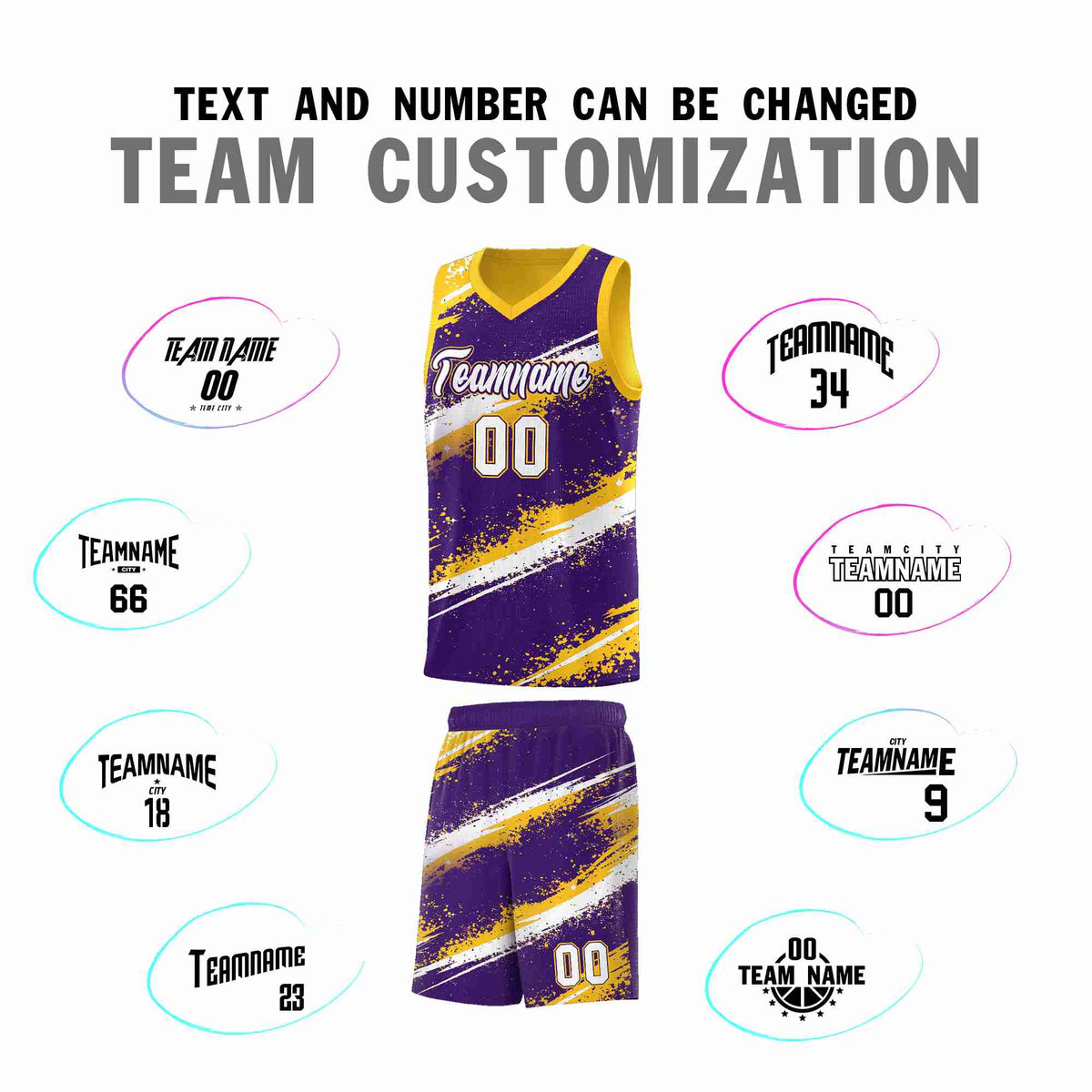 Custom Purple Yellow White Basketball Jersey Stellar Strike Series Cosmic Sublimation Printing