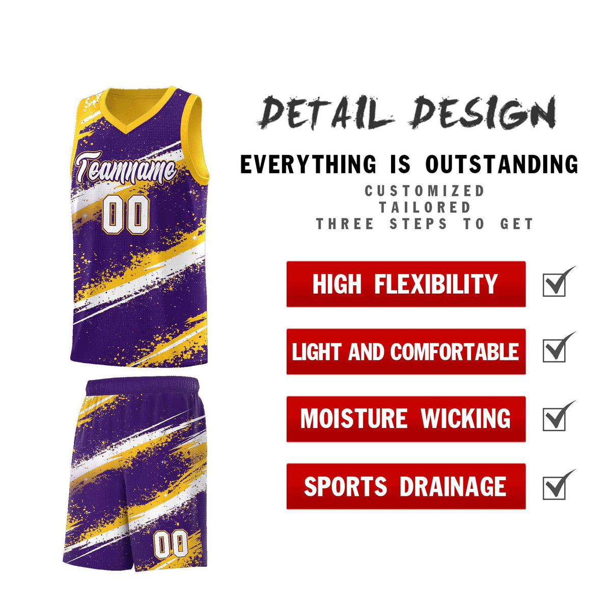 Custom Purple Yellow White Basketball Jersey Stellar Strike Series Cosmic Sublimation Printing