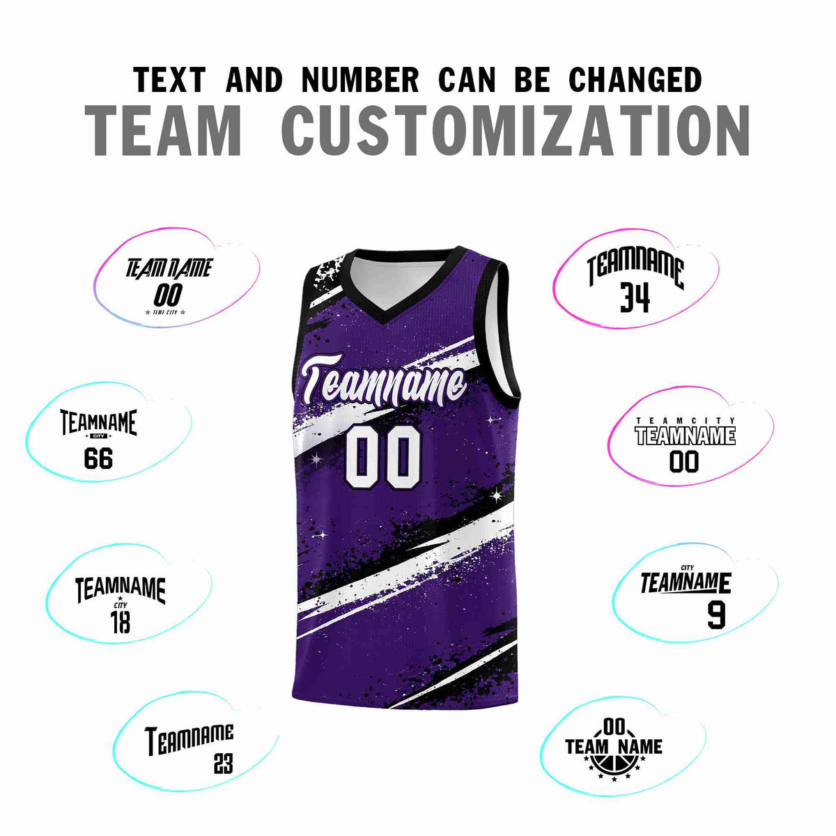 Custom Purple Black White Basketball Jersey Stellar Strike Series Impact Breathable