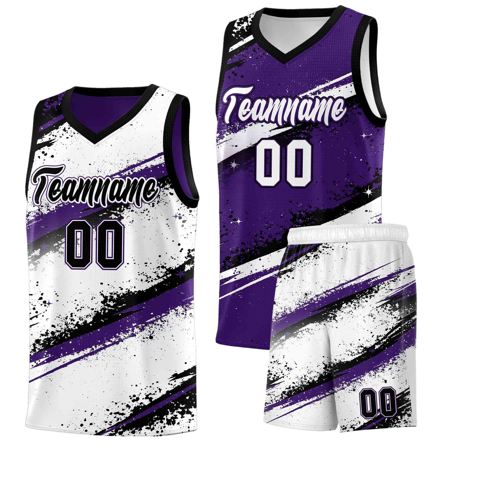 Custom Purple Black White Basketball Jersey Stellar Strike Series Impact Breathable