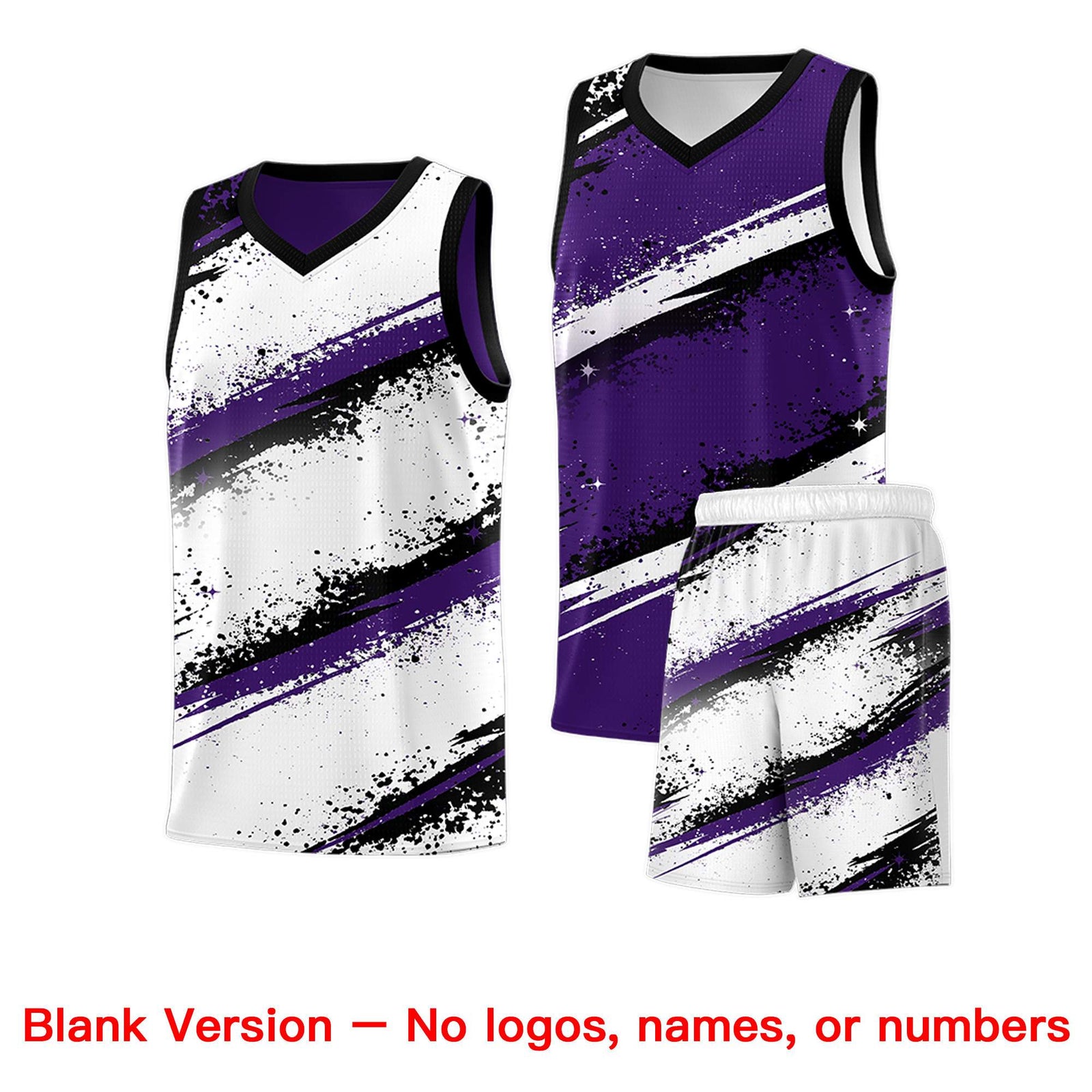 Custom Purple Black White Basketball Jersey Stellar Strike Series Impact Breathable
