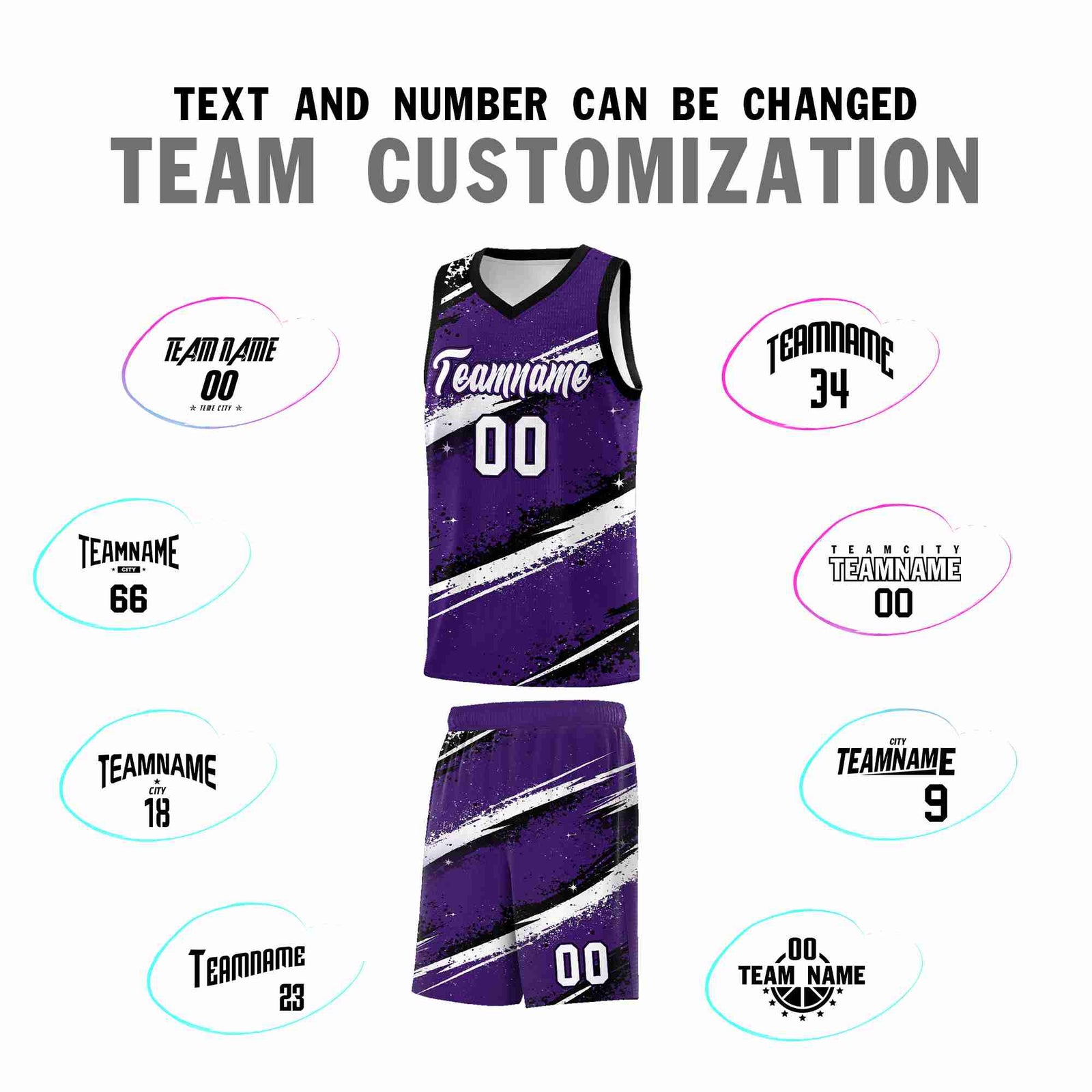 Custom Purple Black White Basketball Jersey Stellar Strike Series Impact Breathable