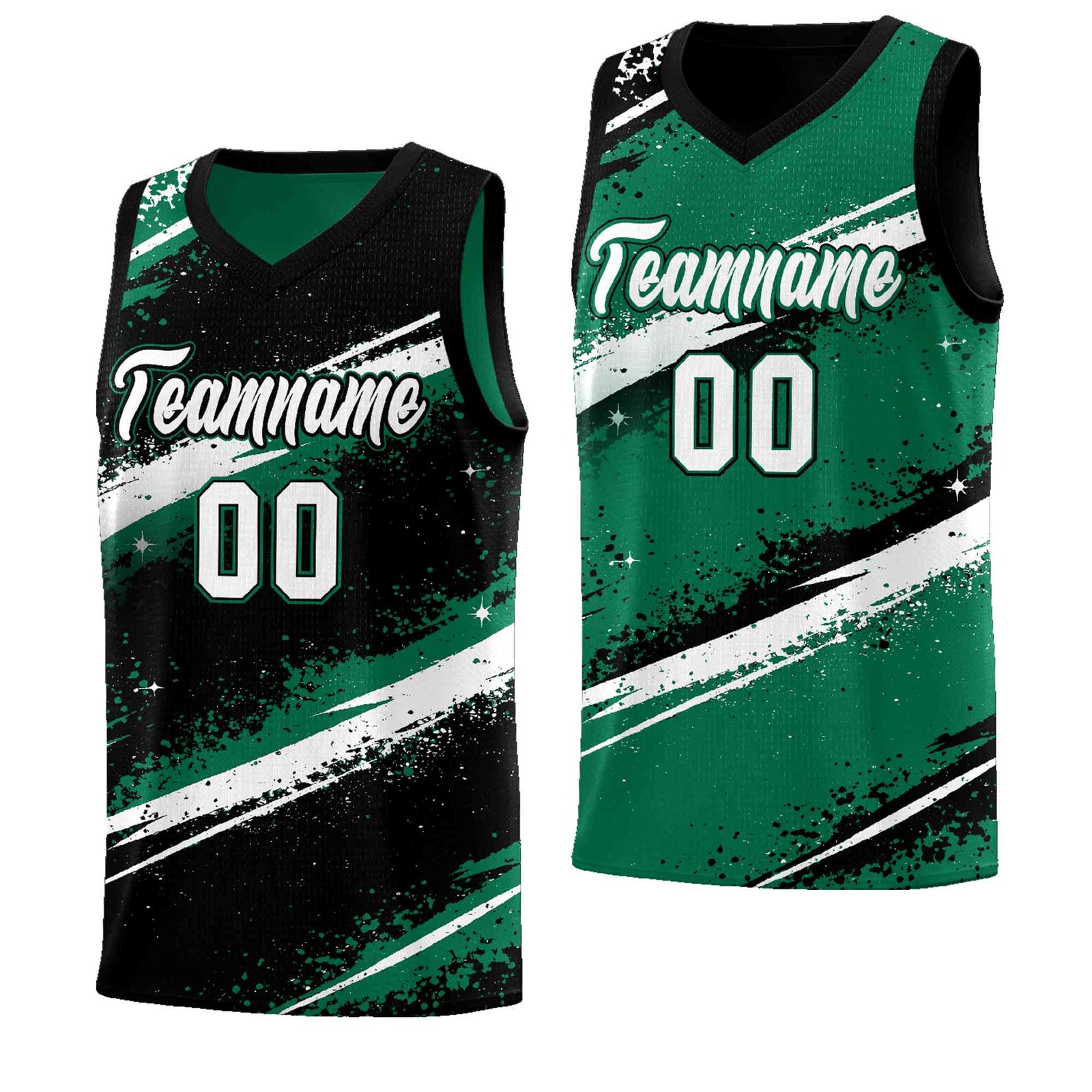 Custom Black Kelly Green White Basketball Jersey Stellar Strike Series Splash Lightweight