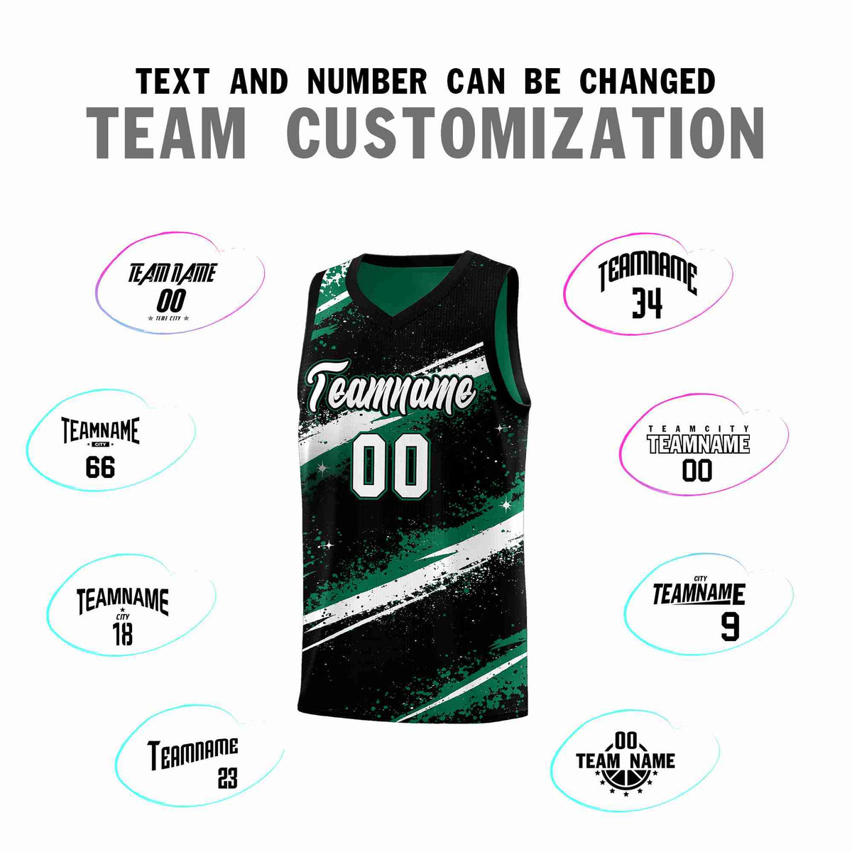 Custom Black Kelly Green White Basketball Jersey Stellar Strike Series Splash Lightweight