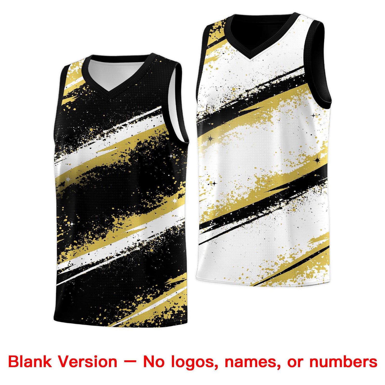 Custom Black Old Gold White Basketball Jersey Stellar Strike Series Reversible Wrinkle-Resistant