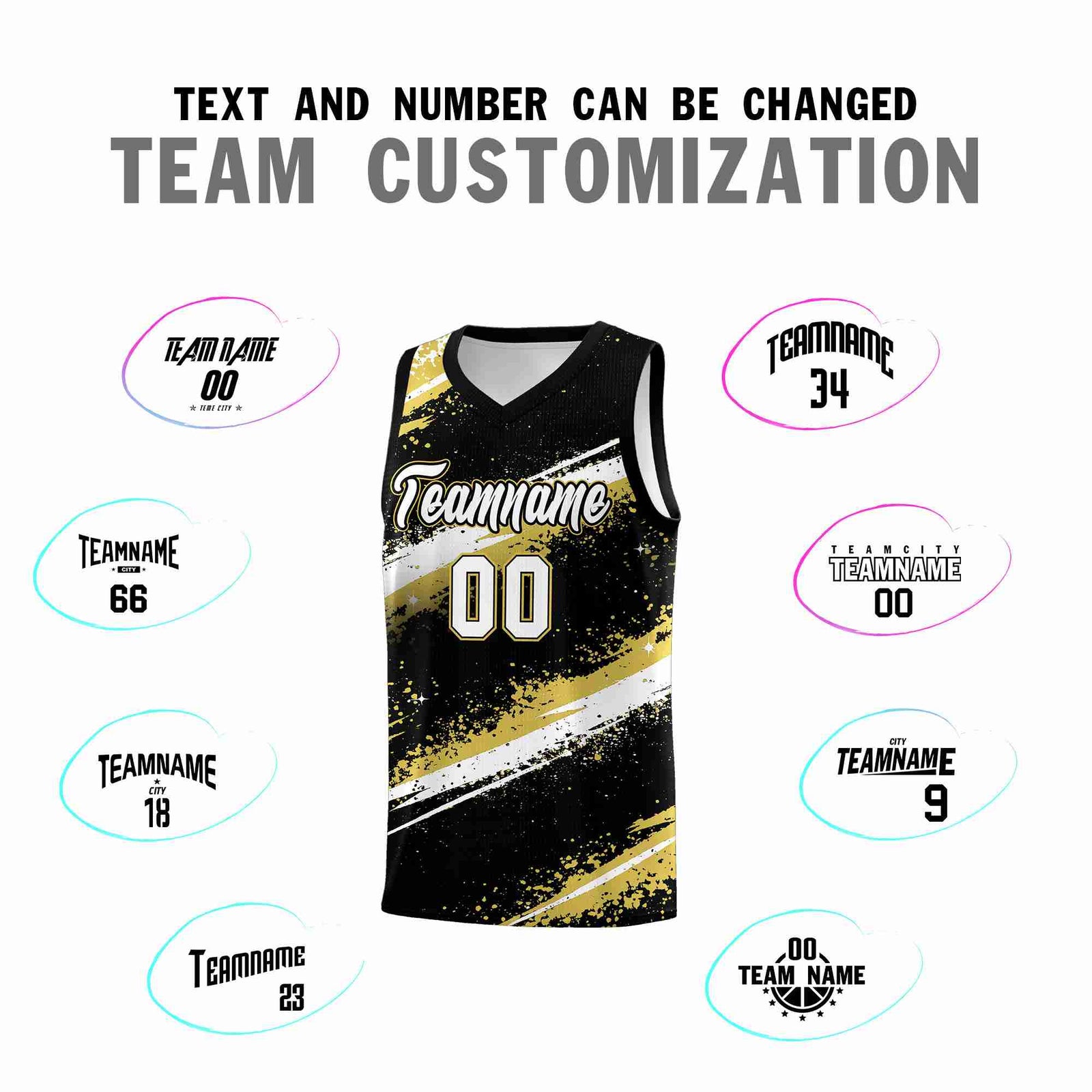 Custom Black Old Gold White Basketball Jersey Stellar Strike Series Reversible Wrinkle-Resistant