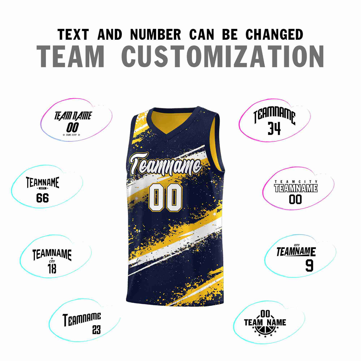 Custom Navy Yellow White Basketball Jersey Stellar Strike Series Velocity Sublimation Printing