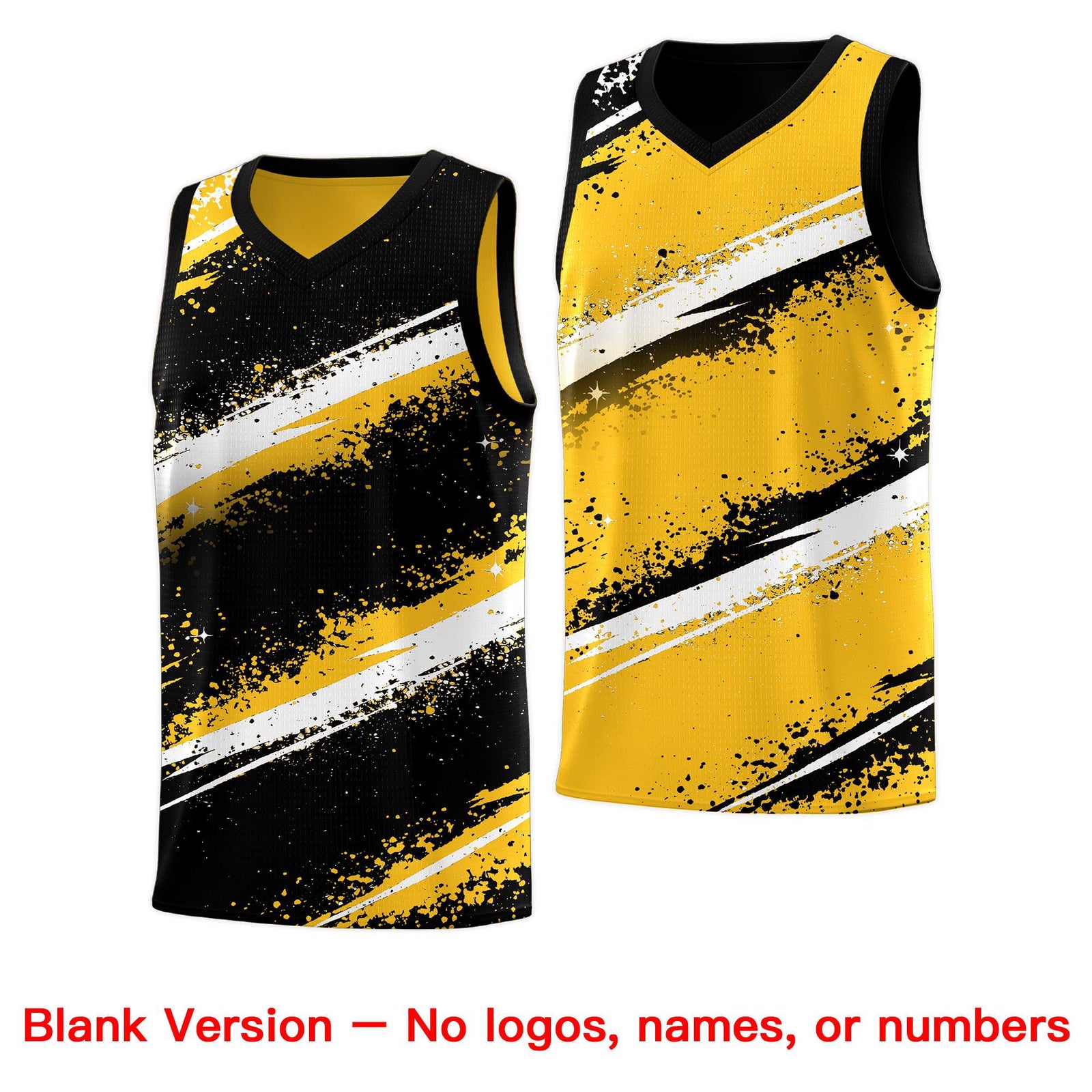 Custom Black Yellow White Basketball Jersey Stellar Strike Series Splash Wrinkle-Resistant
