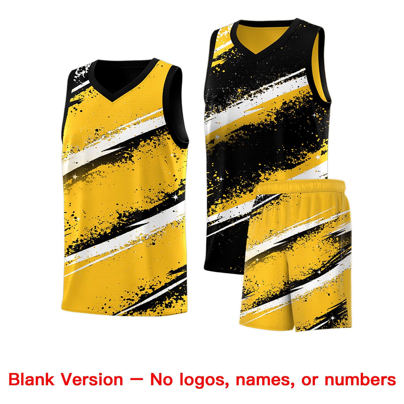 Custom Black Yellow White Basketball Jersey Stellar Strike Series Splash Wrinkle-Resistant