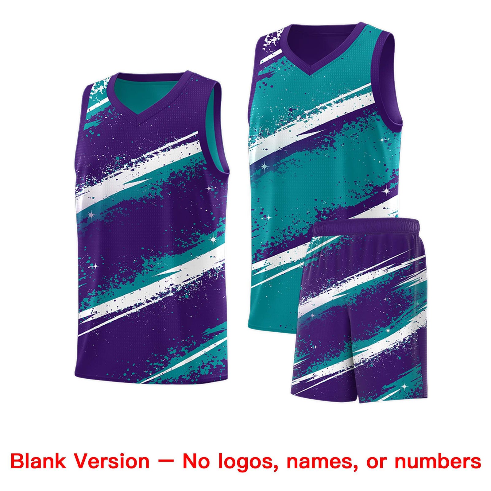 Custom Teal Purple White Basketball Jersey Stellar Strike Series Reversible Drapable