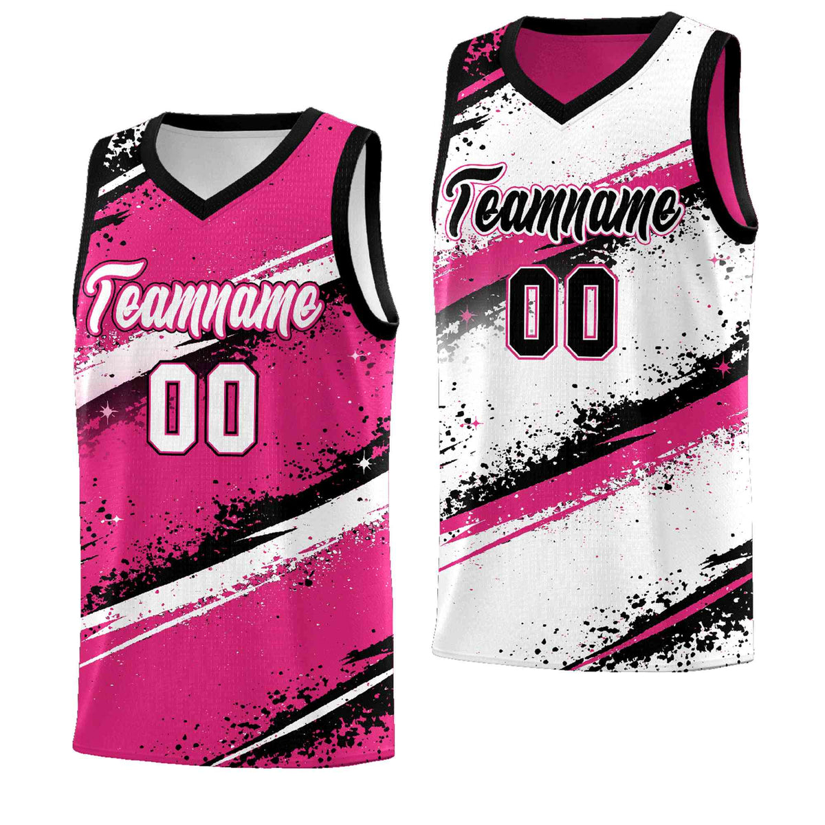 Custom Pink Black White Basketball Jersey Stellar Strike Series Dynamic Sublimation Printing