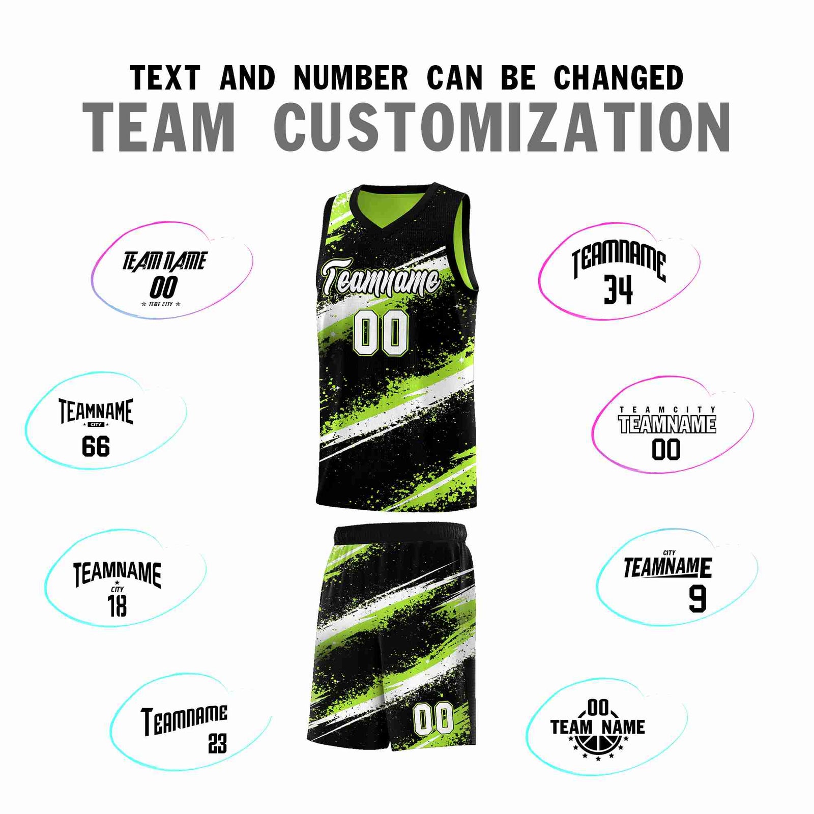 Custom Black Green White Basketball Jersey Stellar Strike Series Velocity Breathable