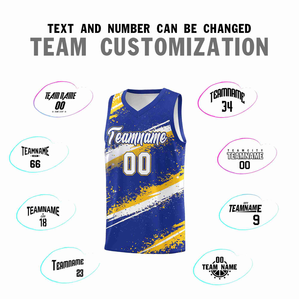 Custom Royal Blue Yellow White Basketball Jersey Stellar Strike Series Cosmic Quick-Drying