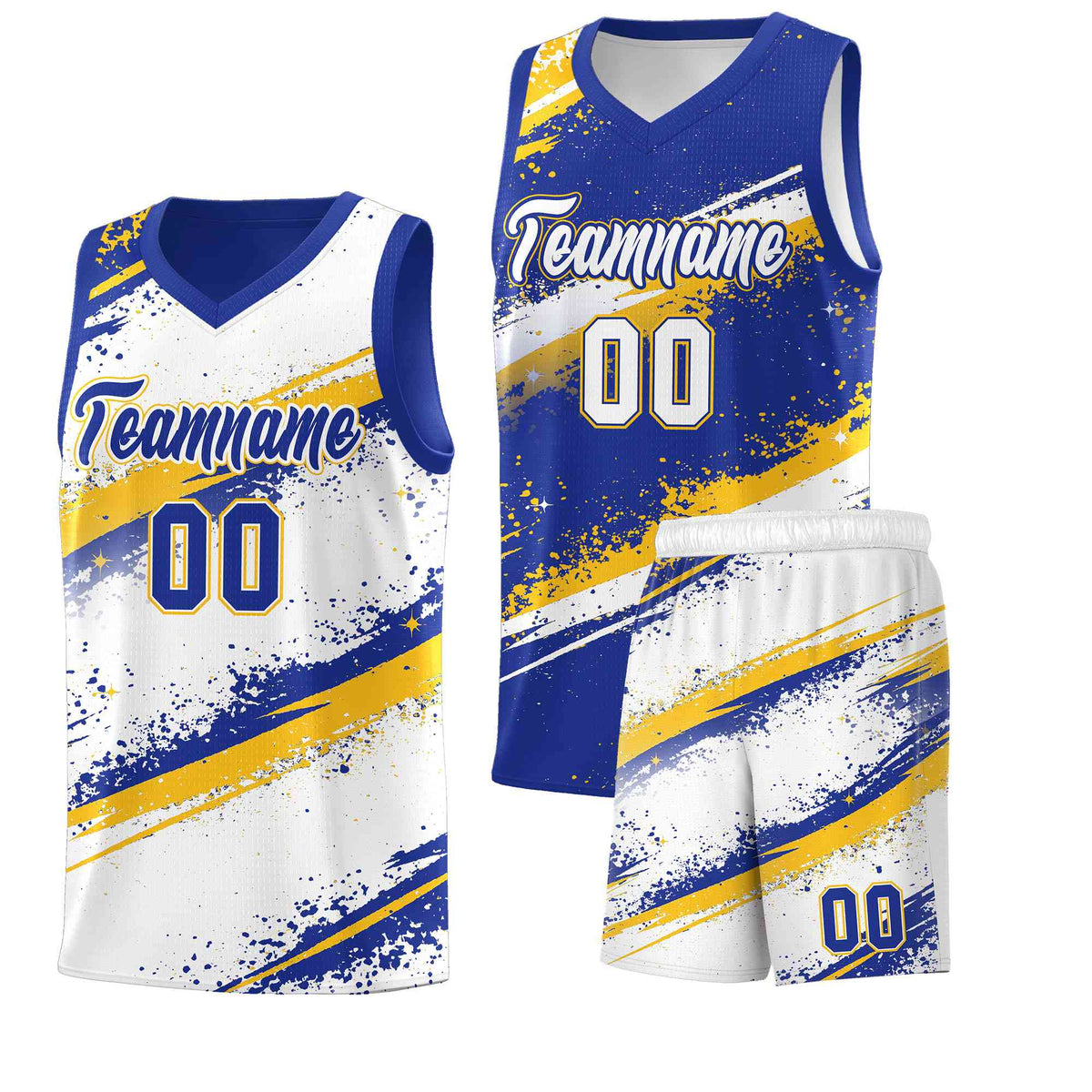 Custom Royal Blue Yellow White Basketball Jersey Stellar Strike Series Cosmic Quick-Drying