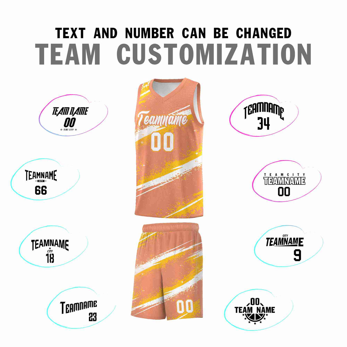 Custom Light Orange Yellow White Basketball Jersey Stellar Strike Series Stellar Wrinkle-Resistant