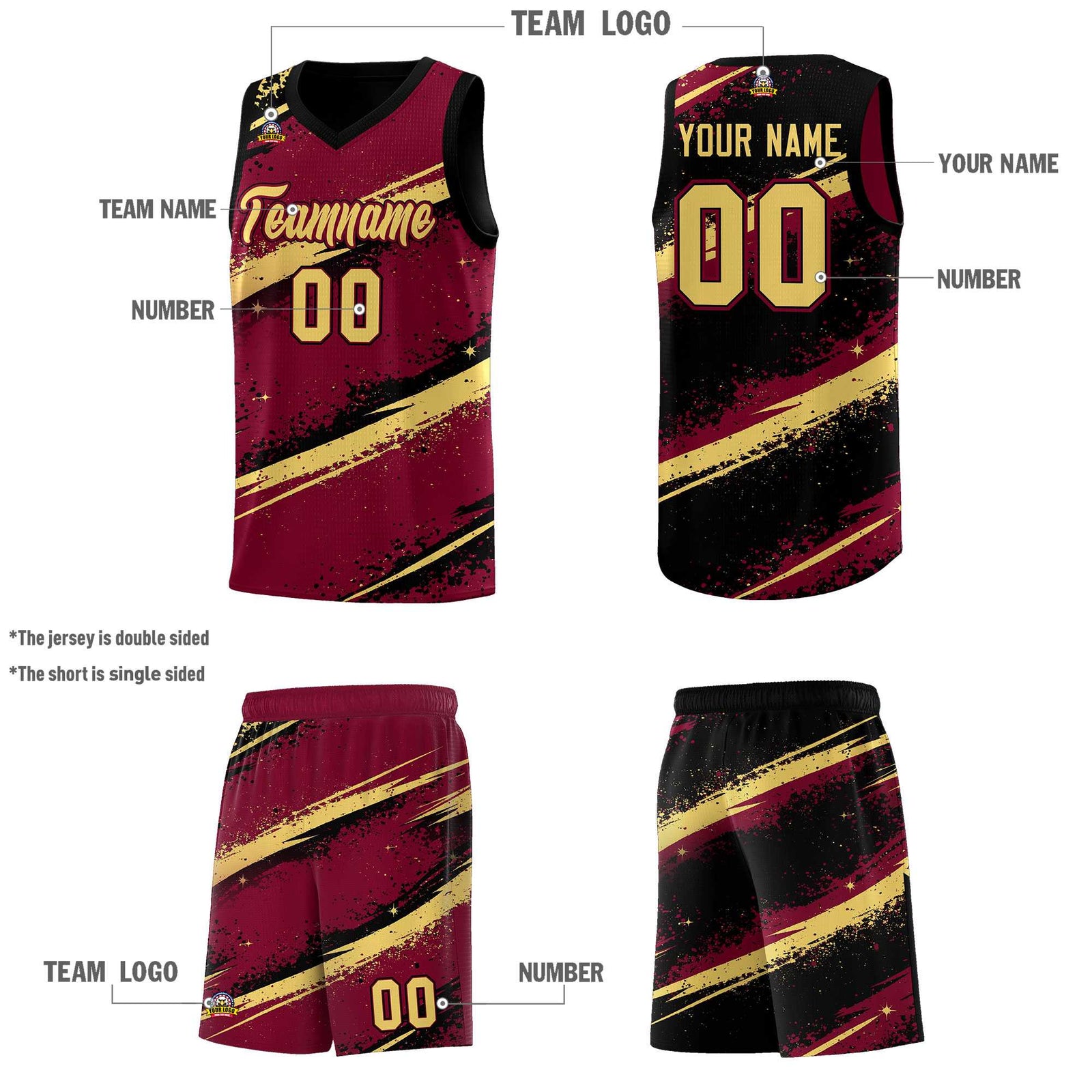 Custom Crimson Black Khaki Basketball Jersey Stellar Strike Series Dynamic Breathable