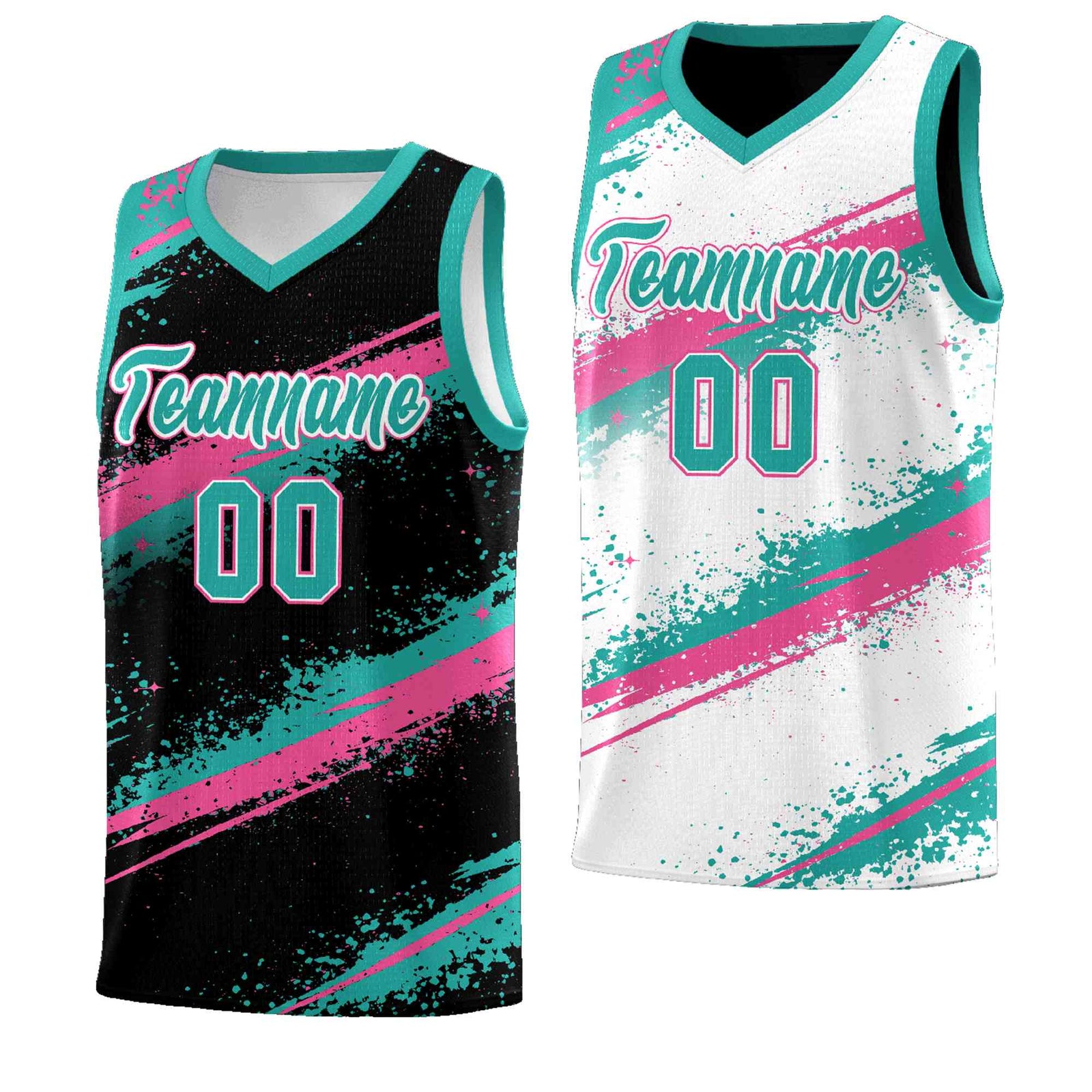 Custom Black Aqua Pink Basketball Jersey Stellar Strike Series Cosmic Lightweight