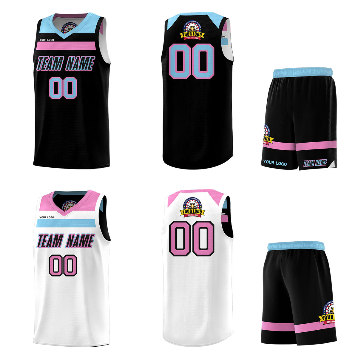 Fans-Made | Custom White Red Black-Light Blue Double Side Sets Basketball Uniform-Arizona Driven ¨C Available for Reorder