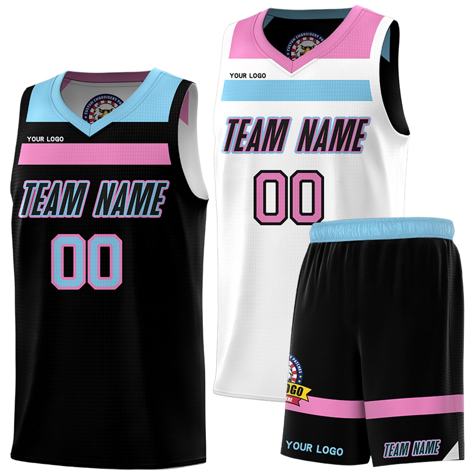 Fans-Made | Custom White Red Black-Light Blue Double Side Sets Basketball Uniform-Arizona Driven ¨C Available for Reorder