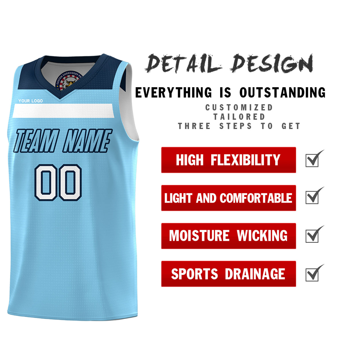 Fans-Made | Custom White Red Black-Light Blue Double Side Sets Basketball Uniform-Arizona Driven ¨C Available for Reorder