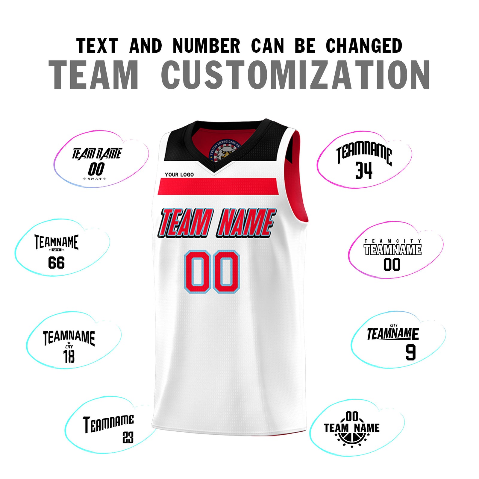 Fans-Made | Custom White Red Black-Light Blue Double Side Sets Basketball Uniform-Arizona Driven ¨C Available for Reorder