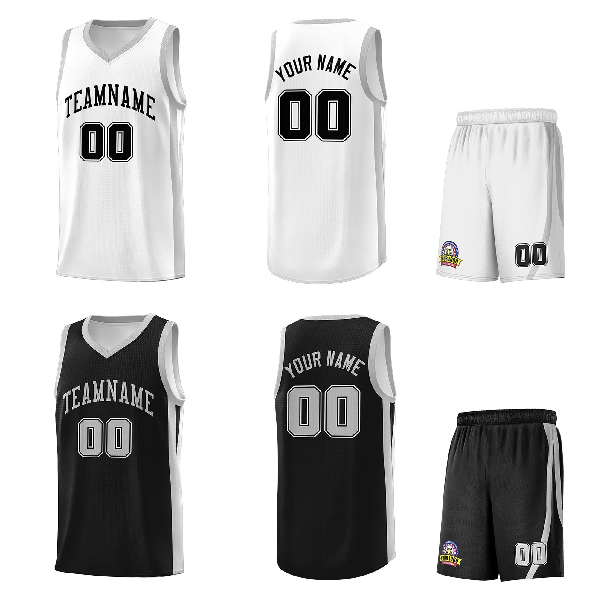 Fans-Made | Custom Black White Double Side Sets Men Basketball Jersey ¨C Available for Reorder