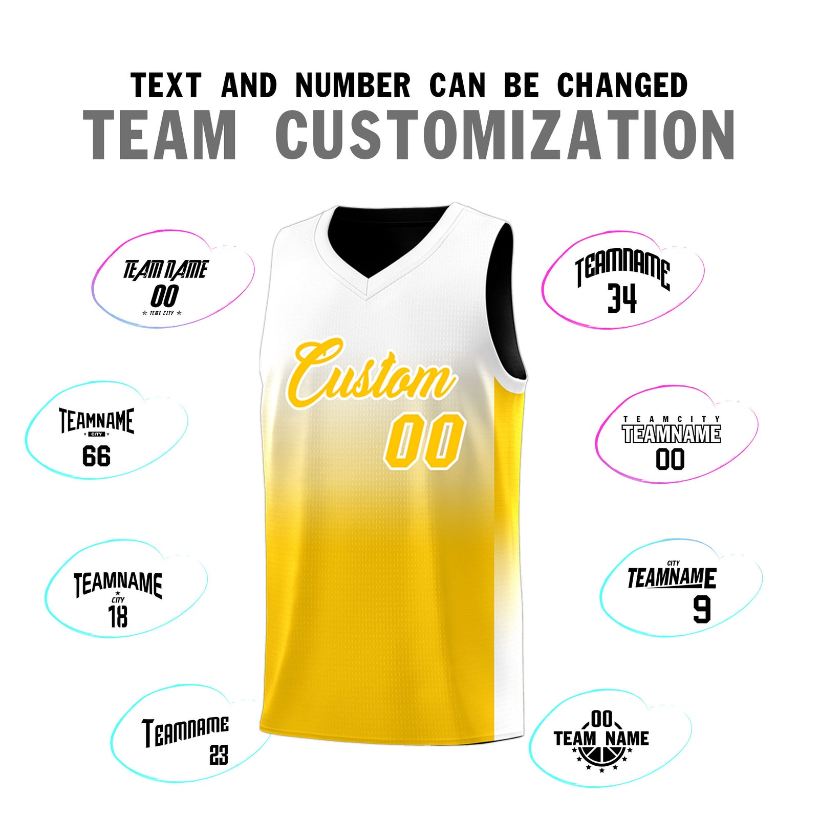 Fans-Made | Custom Black/White Yellow Gradient Fashion Double Side Sports Uniform Basketball Jersey – Available for Reorder