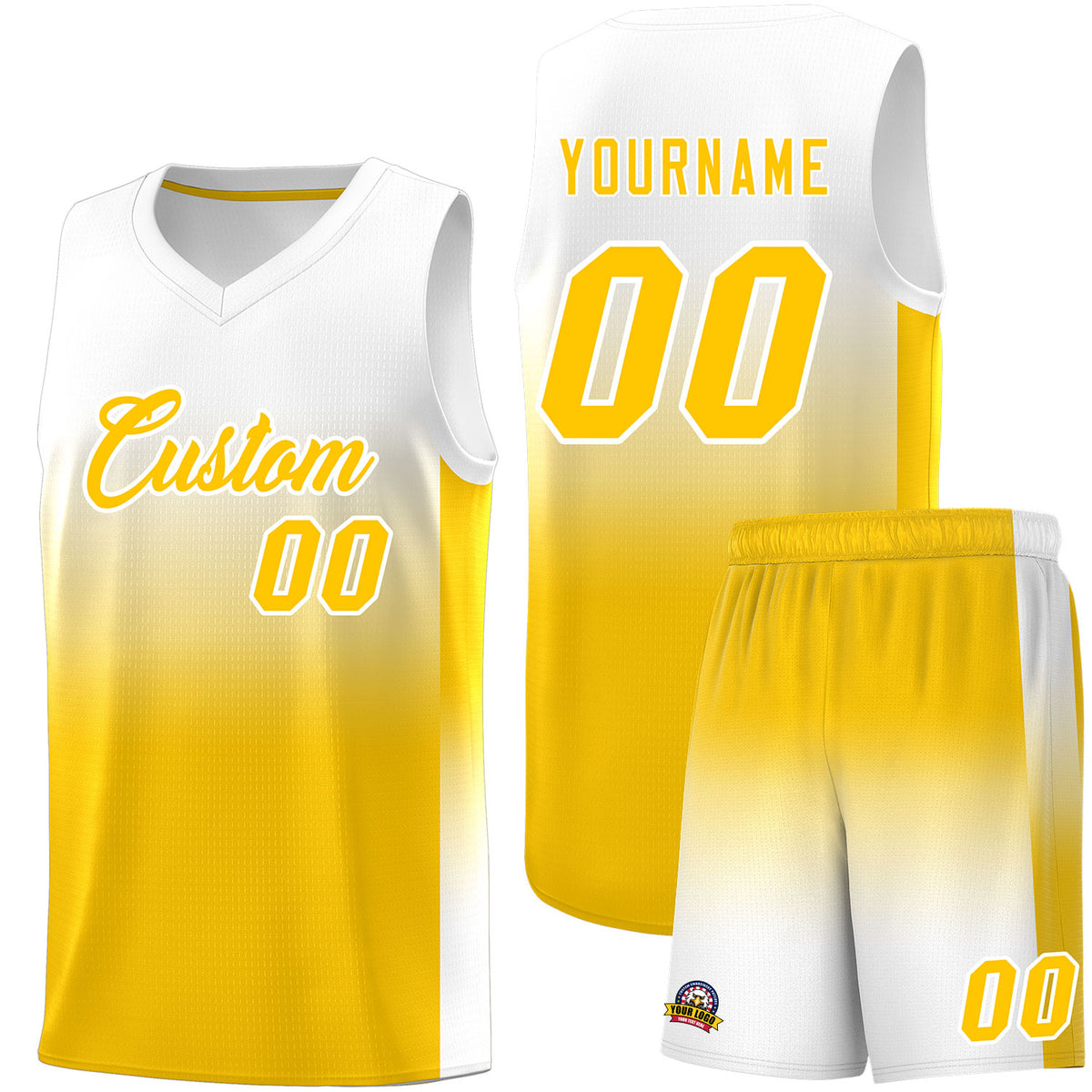 Fans-Made | Custom White Yellow Gradient Fashion Sets Sports Uniform Basketball Jersey – Available for Reorder