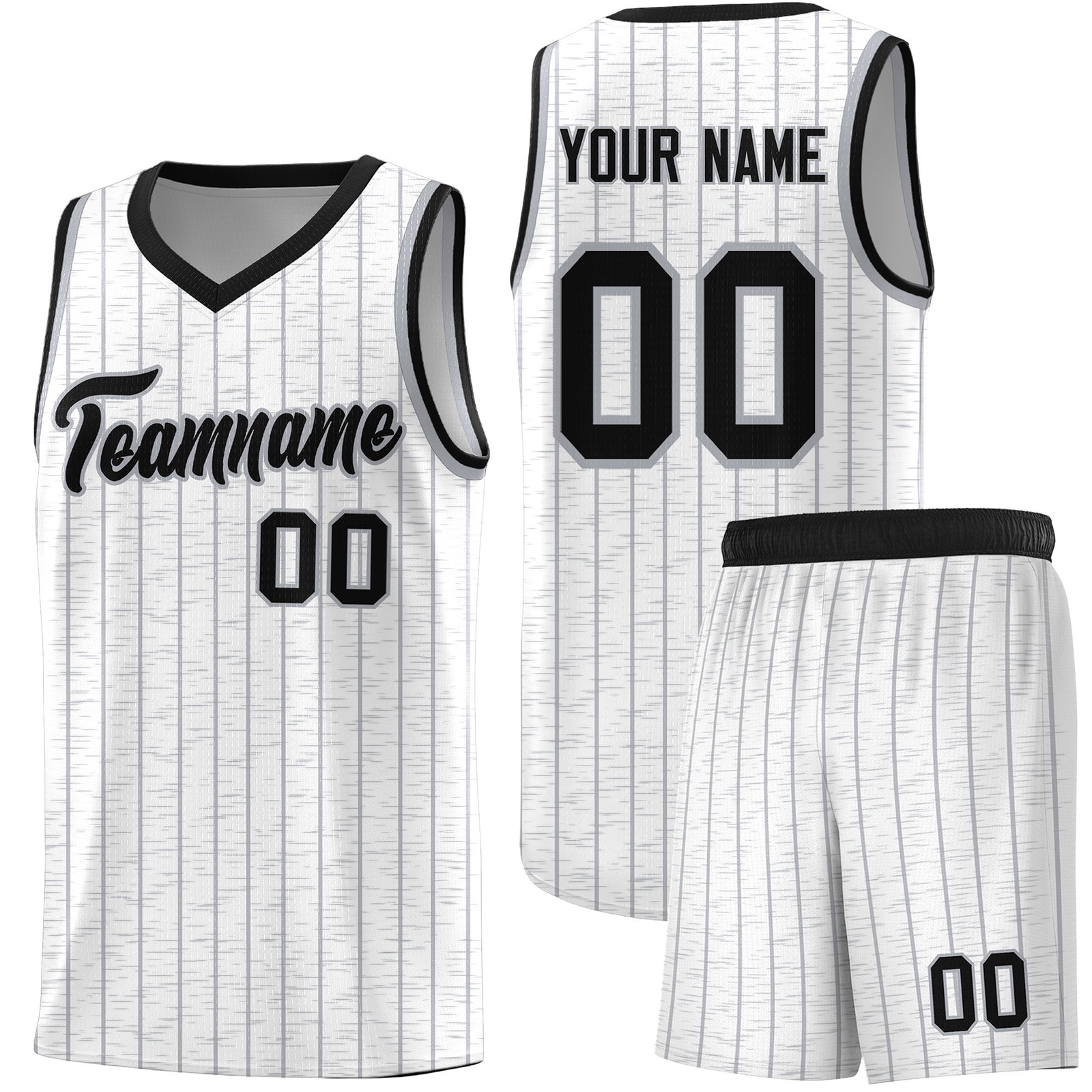 Custom White Custom Gray Pinstripe Retro Sets Uniform Basketball Jersey