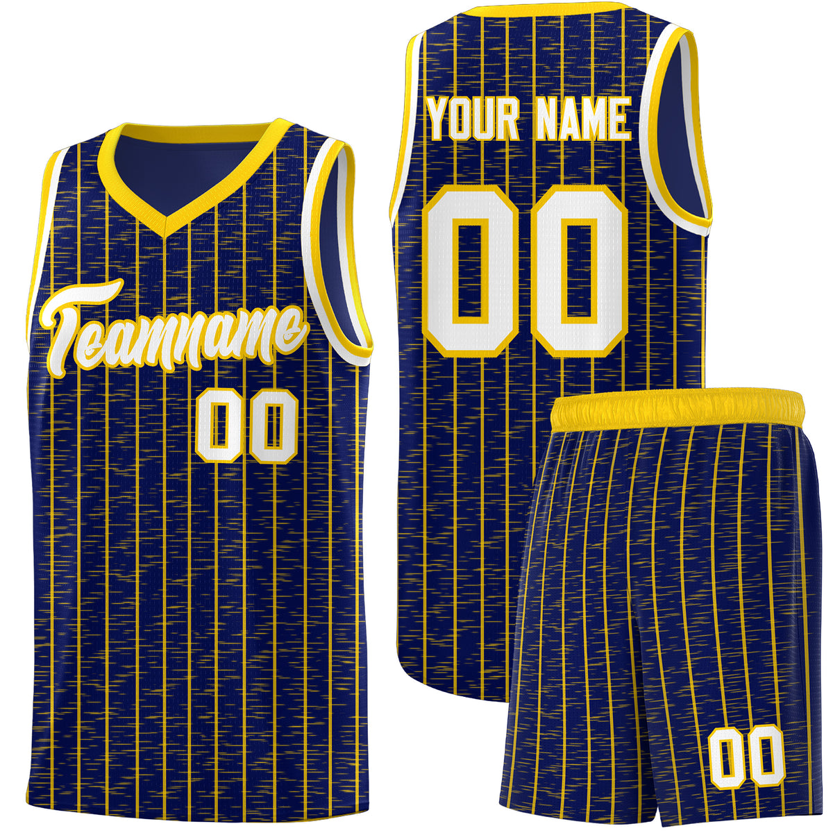 Custom Navy Custom Gray Pinstripe Retro Sets Uniform Basketball Jersey