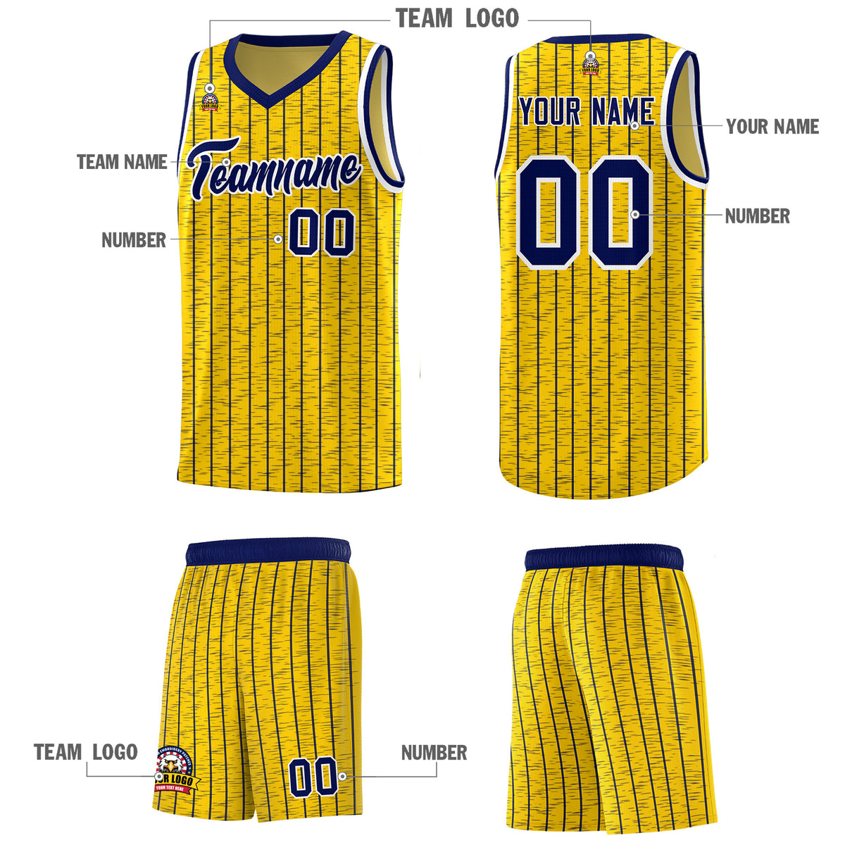Custom Gold Custom Gray Pinstripe Retro Sets Uniform Basketball Jersey