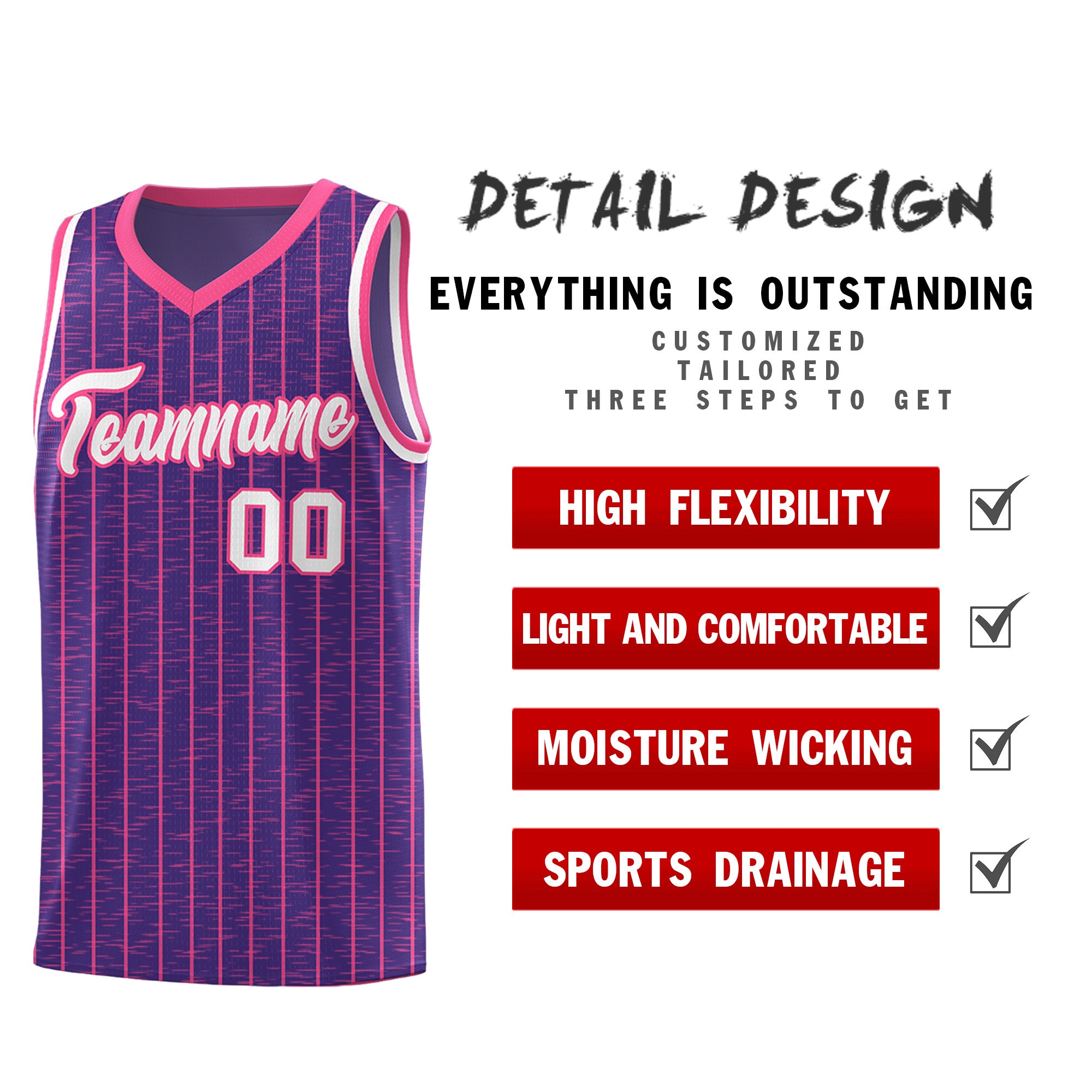 Custom Purple Custom Gray Pinstripe Retro Sets Uniform Basketball Jersey