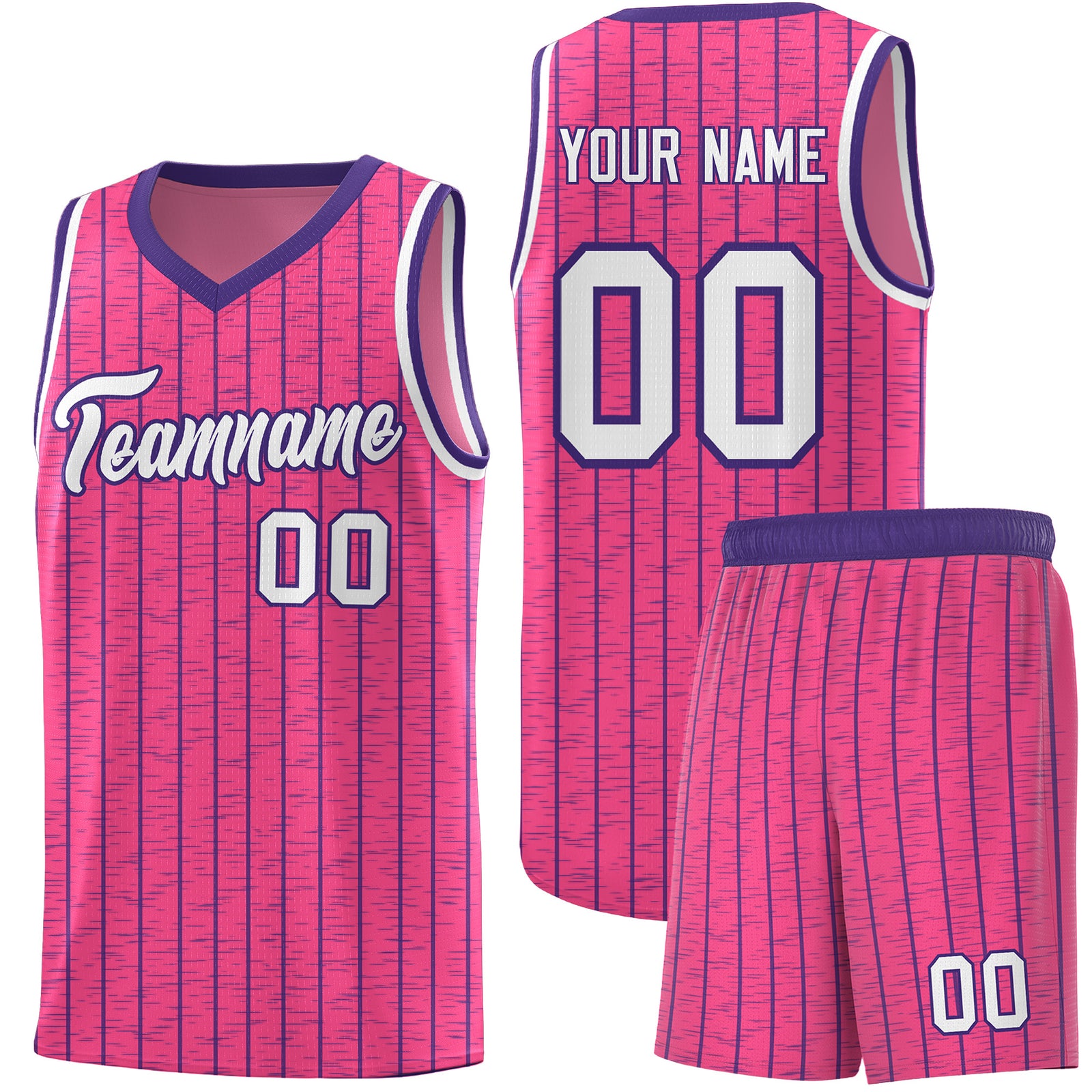 Custom Pink Custom Gray Pinstripe Retro Sets Uniform Basketball Jersey