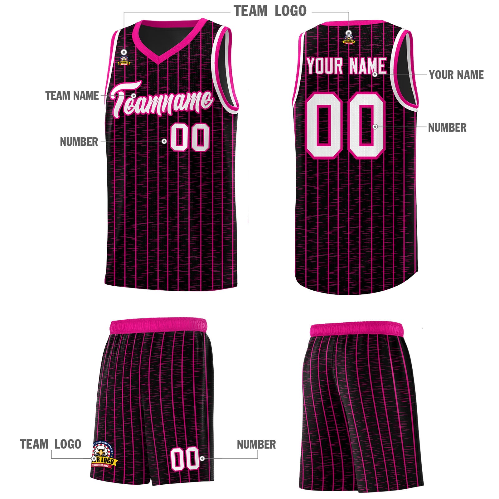 Custom Black Custom Gray Pinstripe Retro Sets Uniform Basketball Jersey