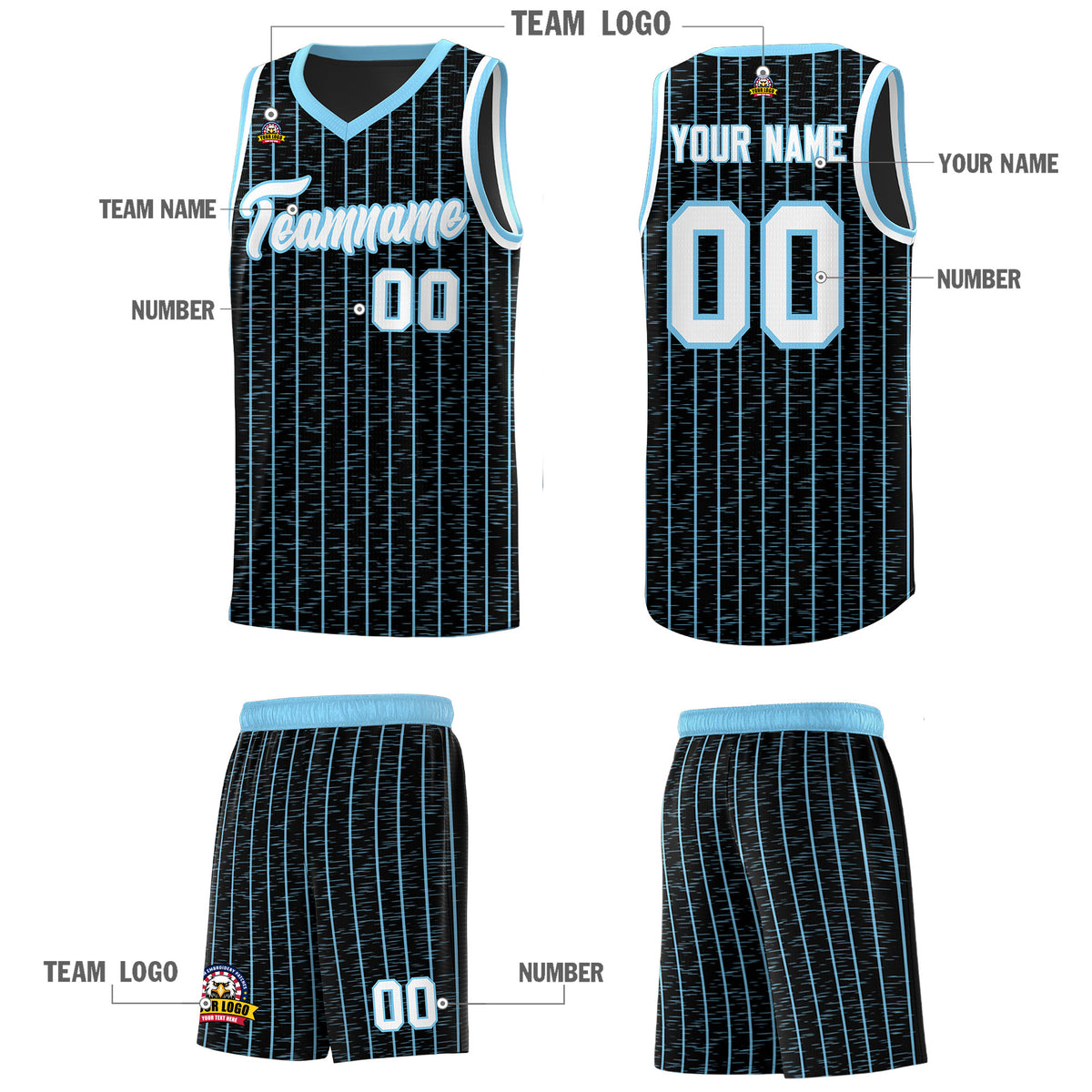 Custom Black Custom Gray Pinstripe Retro Sets Uniform Basketball Jersey