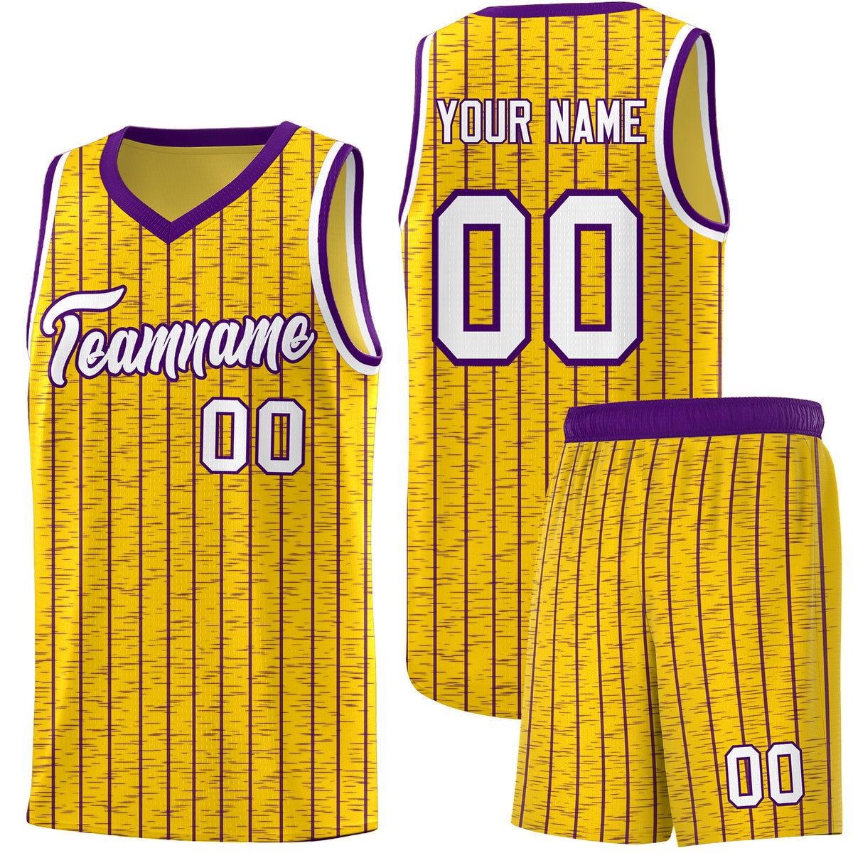 Custom Gold Custom Gray Pinstripe Retro Sets Uniform Basketball Jersey