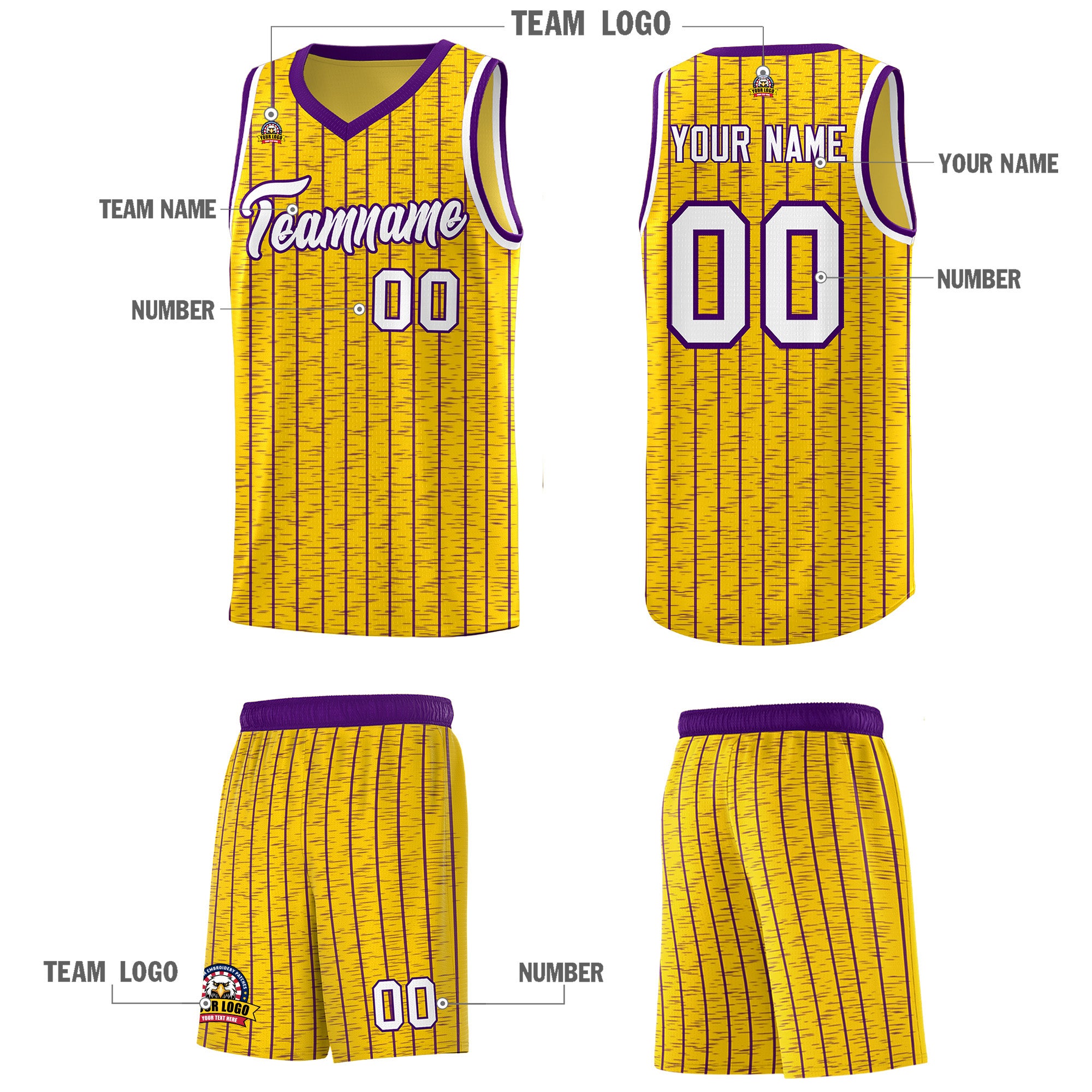 Custom Gold Custom Gray Pinstripe Retro Sets Uniform Basketball Jersey