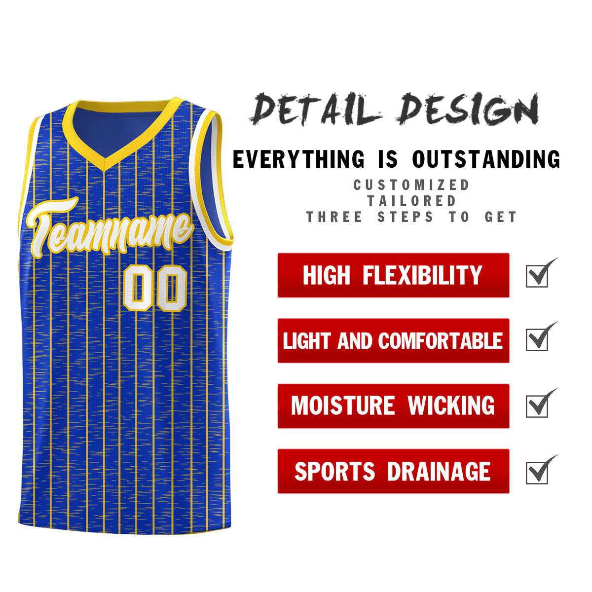Custom Royal Blue Custom Gray Pinstripe Retro Sets Uniform Basketball Jersey