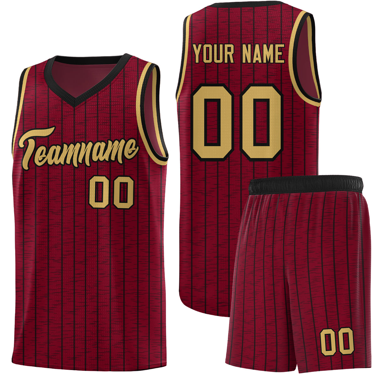 Custom Crimson Custom Gray Pinstripe Retro Sets Uniform Basketball Jersey